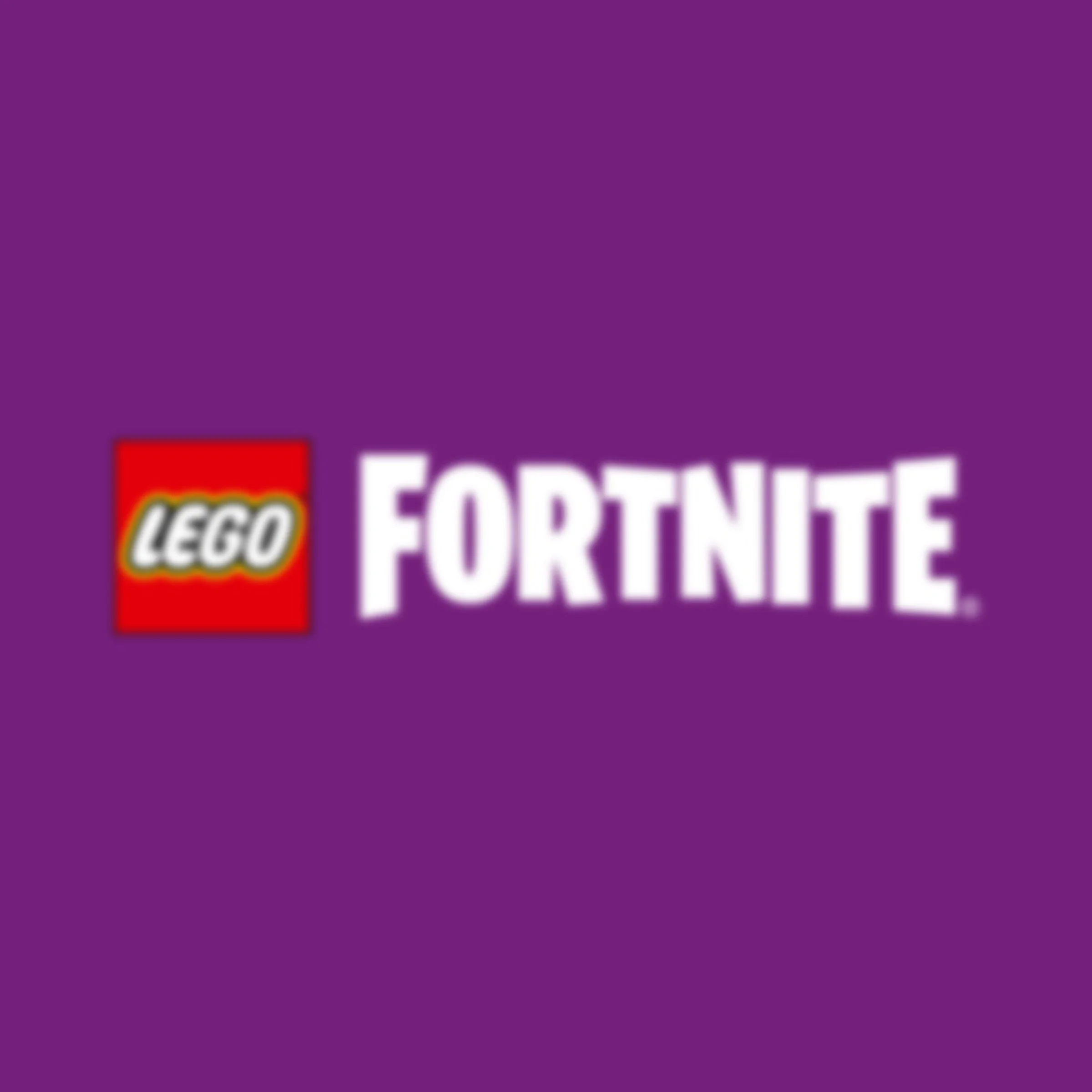Siglele LEGO și Fortnite, pe un fundal violet. Branding.