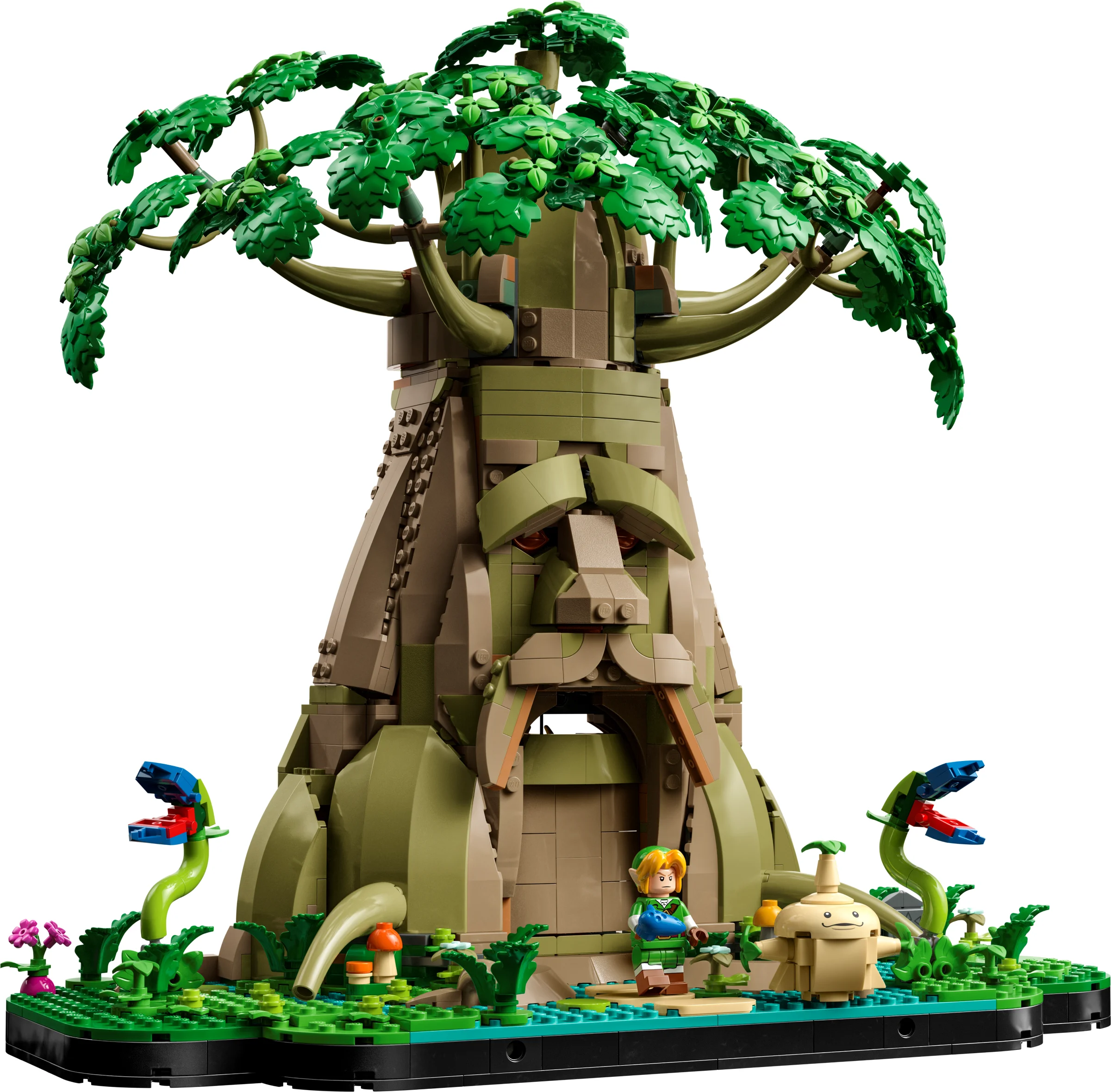 Imagine cu modelul LEGO complet al Arborelui Deku, un set detaliat și viu colorat.