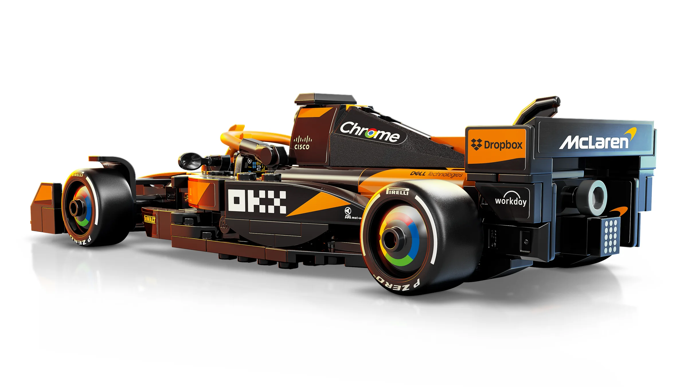 Imagine detaliată a mașinii McLaren F1 MCL38 din setul LEGO Speed Champions.