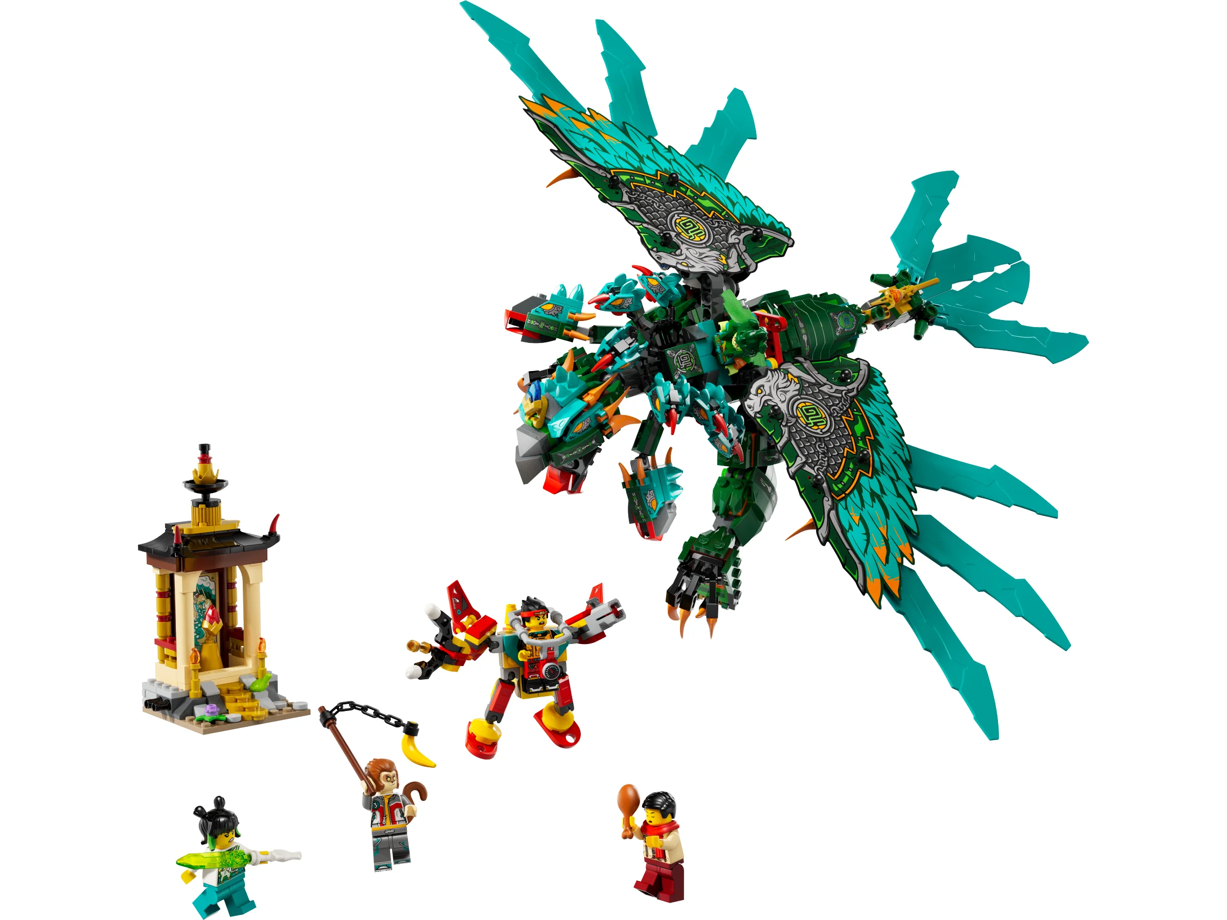 Imagine cu setul LEGO 80056, Bestia cu nouă capete. Arată modelul complet și minifigurinele.