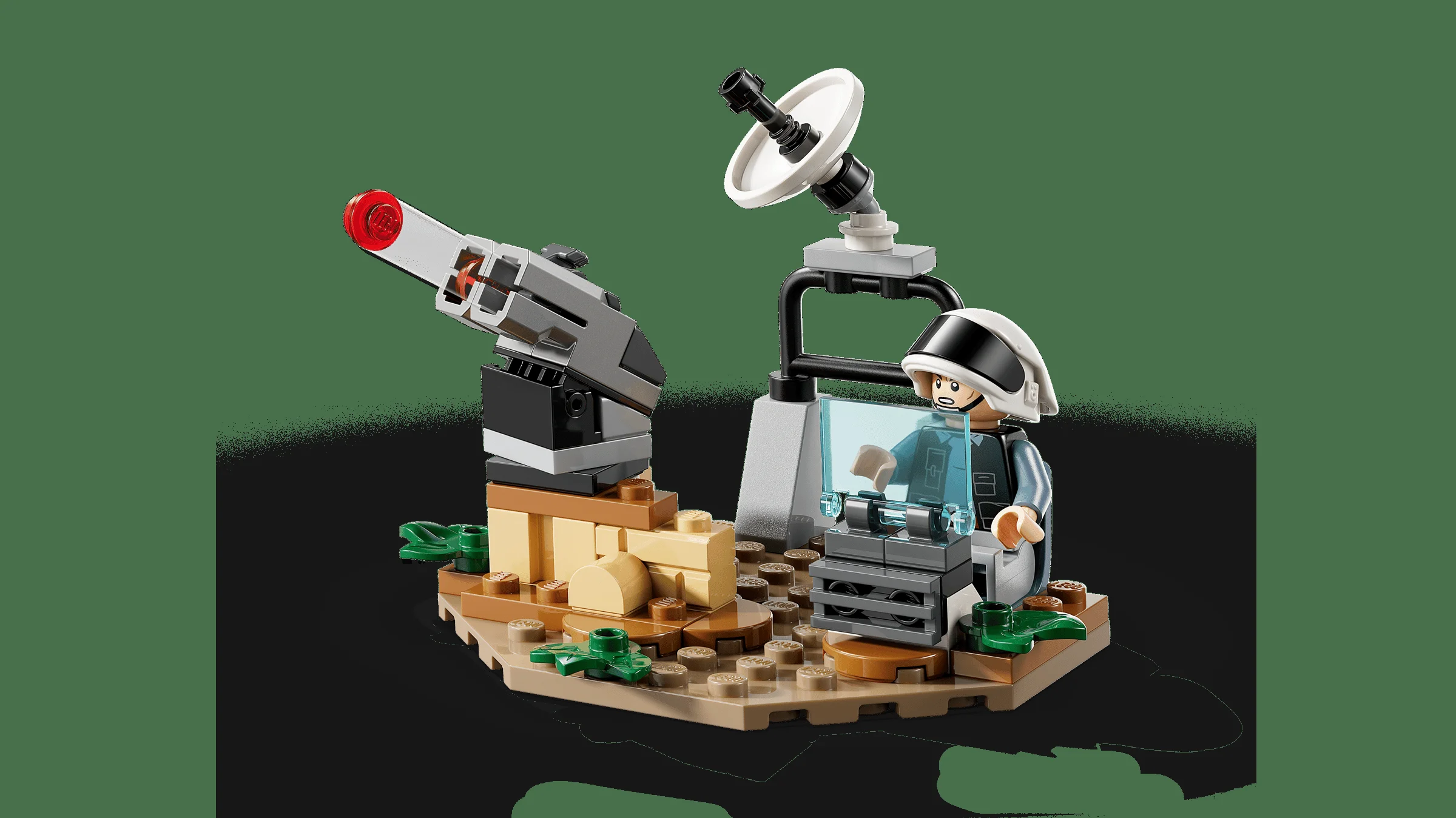 Stație de control LEGO Star Wars cu minifigurină ofițer imperial. Detaliu construcție LEGO.