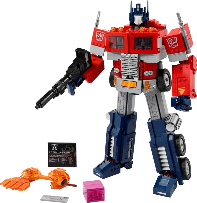 Setul LEGO 10302 Optimus Prime Transformers, model detaliat ce se transformă din robot în camion.
