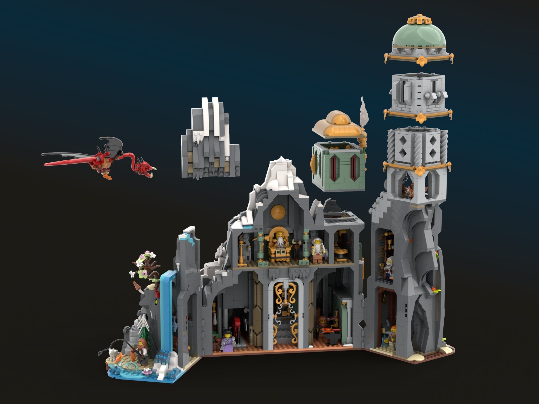 Detalii despre Dwarf Stronghold: Un tărâm al piticilor sculptat în munte pentru BrickLink Designer Program