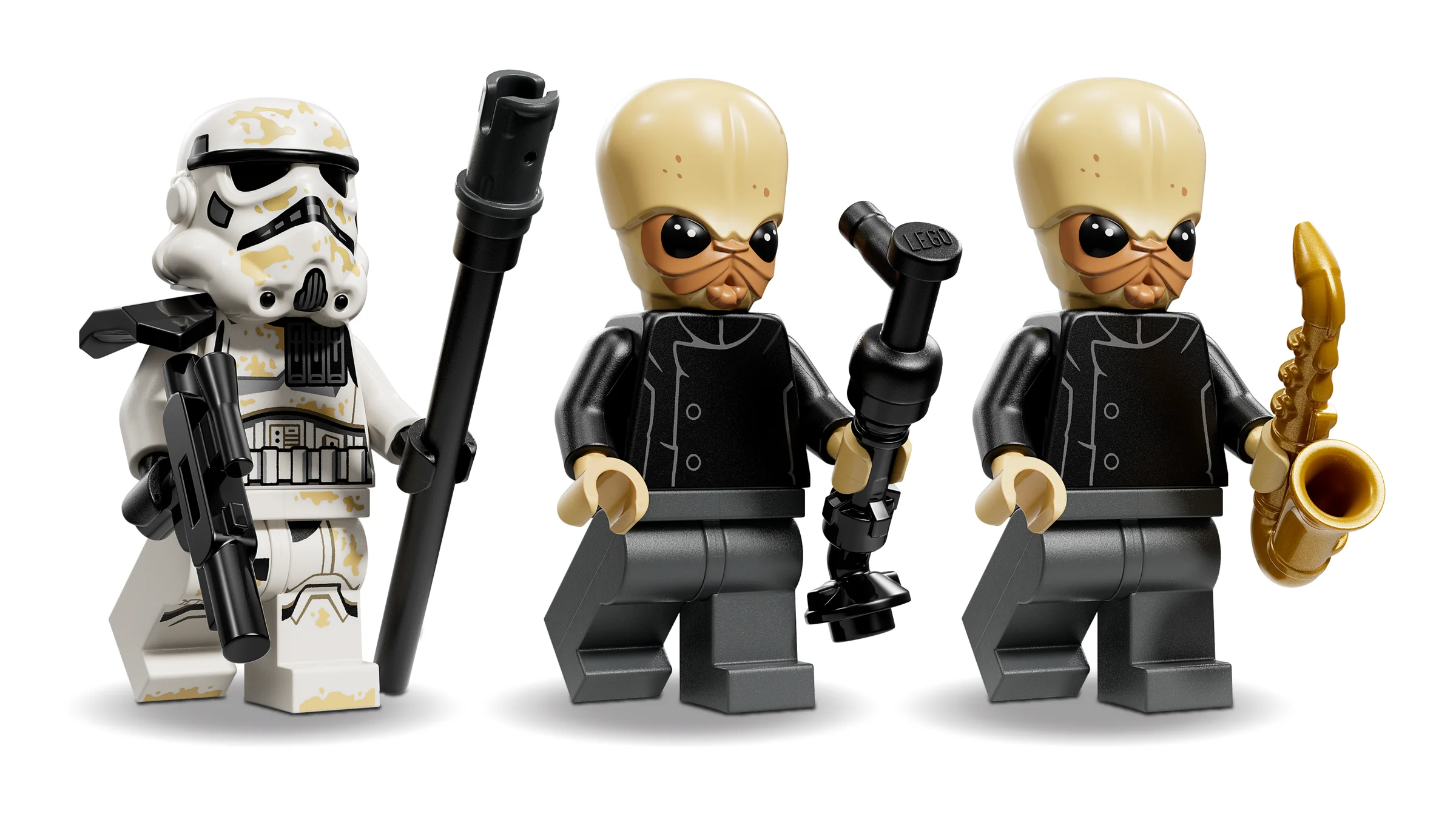 Minifigurine LEGO Star Wars: Stormtrooper murdar și muzicieni Figrin D'an.
