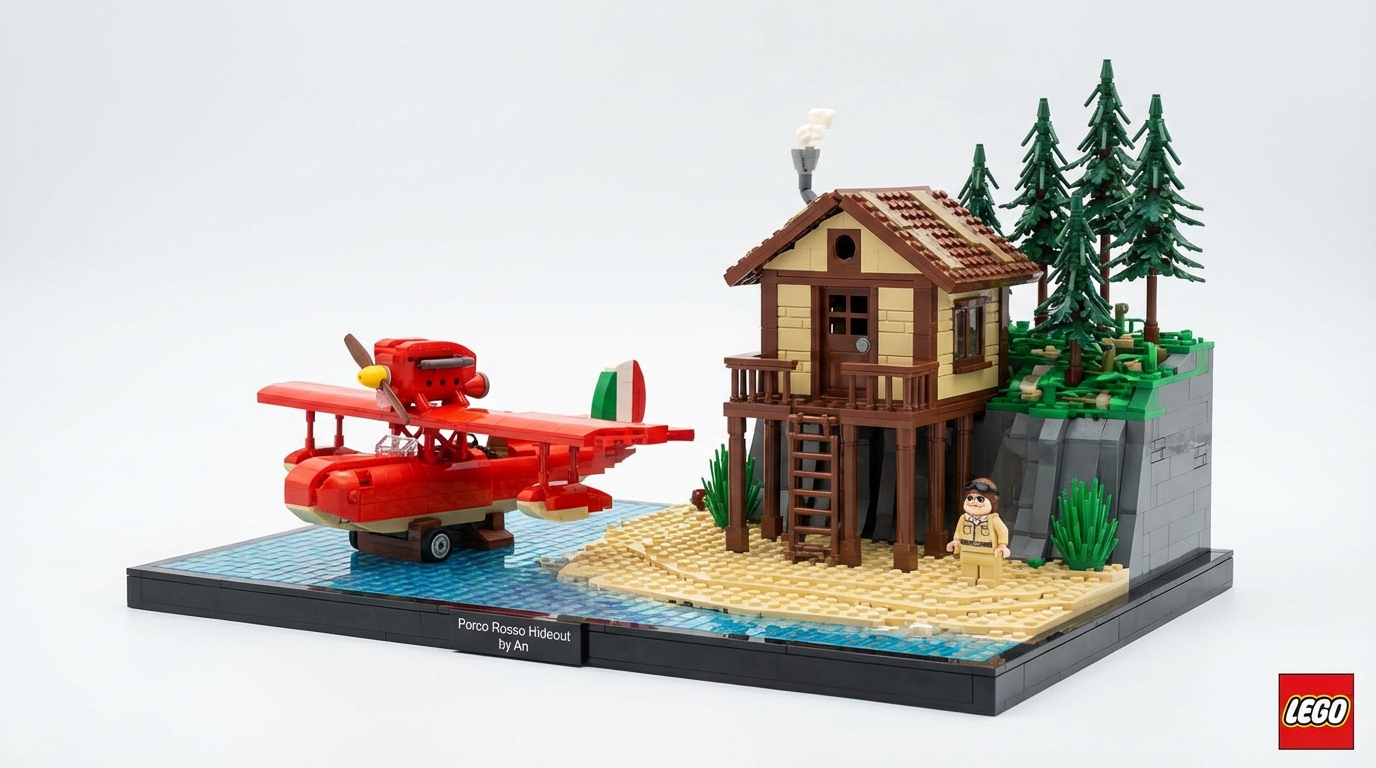 Magia Studio Ghibli în format LEGO: O recreare spectaculoasă a ascunzătorii lui Porco Rosso