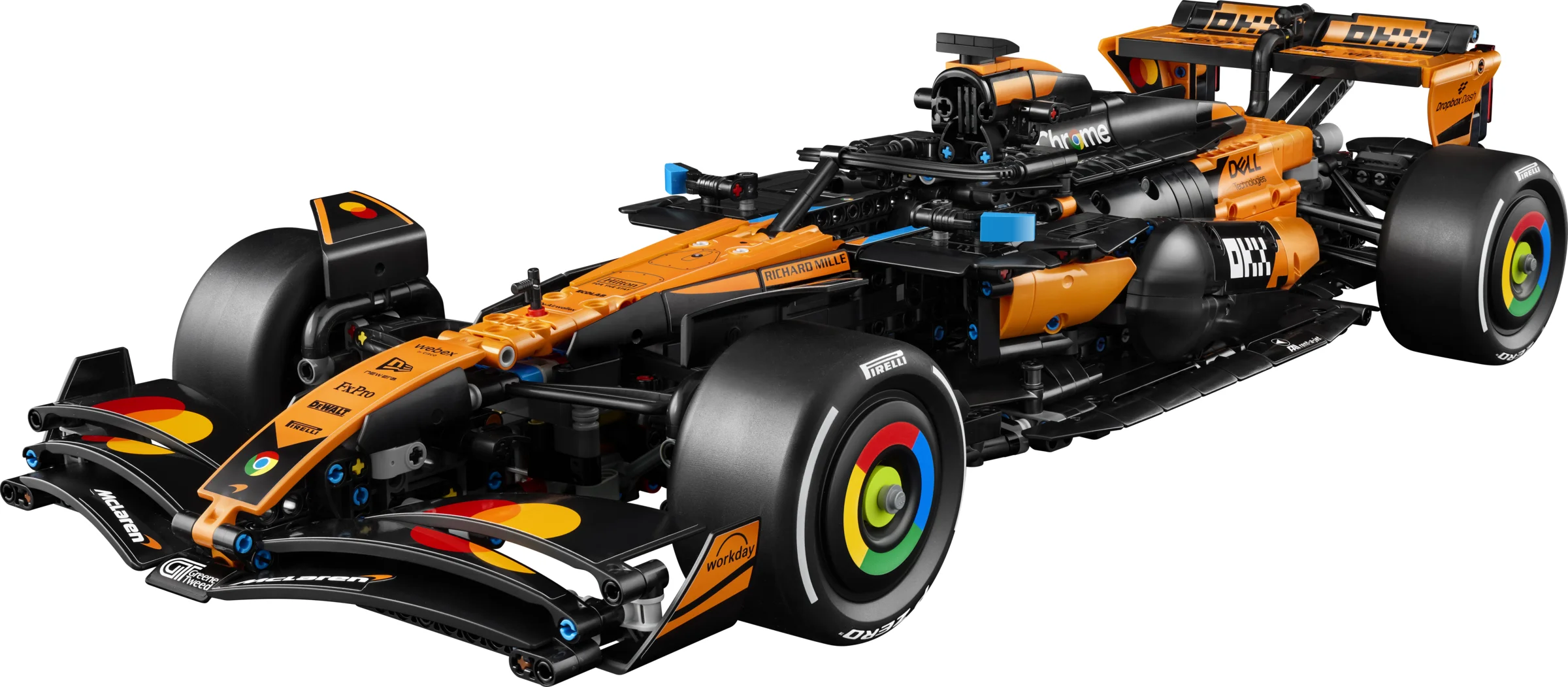 Modelul McLaren F1 MCL39, o replică detaliată din cărămizi LEGO. Design complex și elemente Technic.