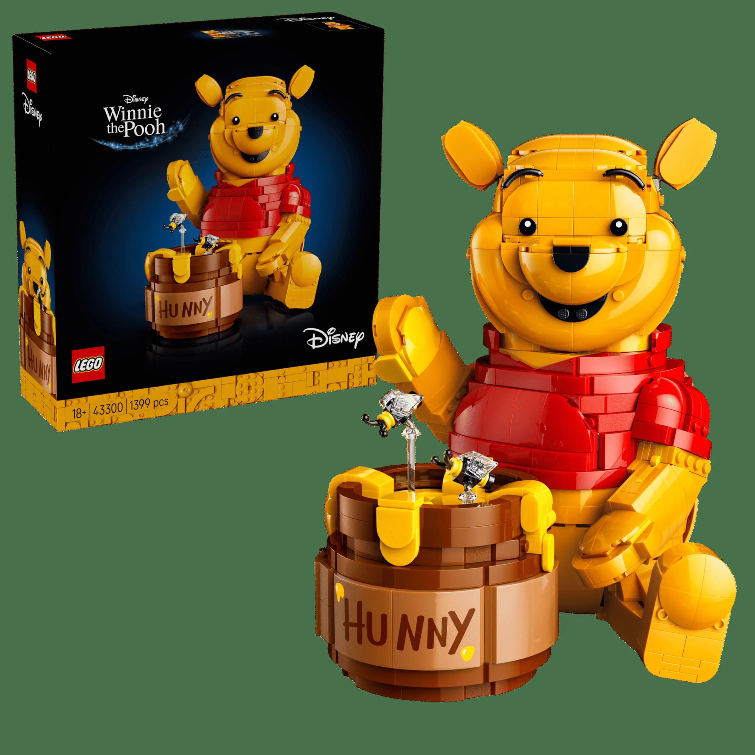Imagine cu setul LEGO Winnie the Pooh (43300) și cutia. Model detaliat și atractiv.