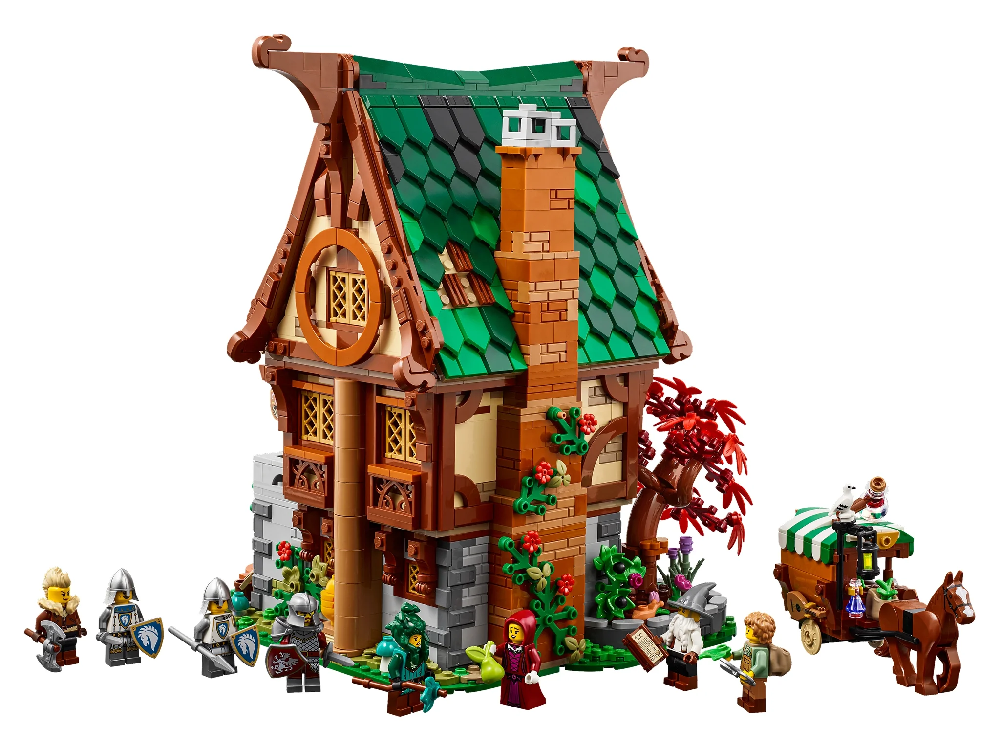 Magazinul Alchimistului LEGO 910062, o clădire detaliată și minifigurinele asociate.