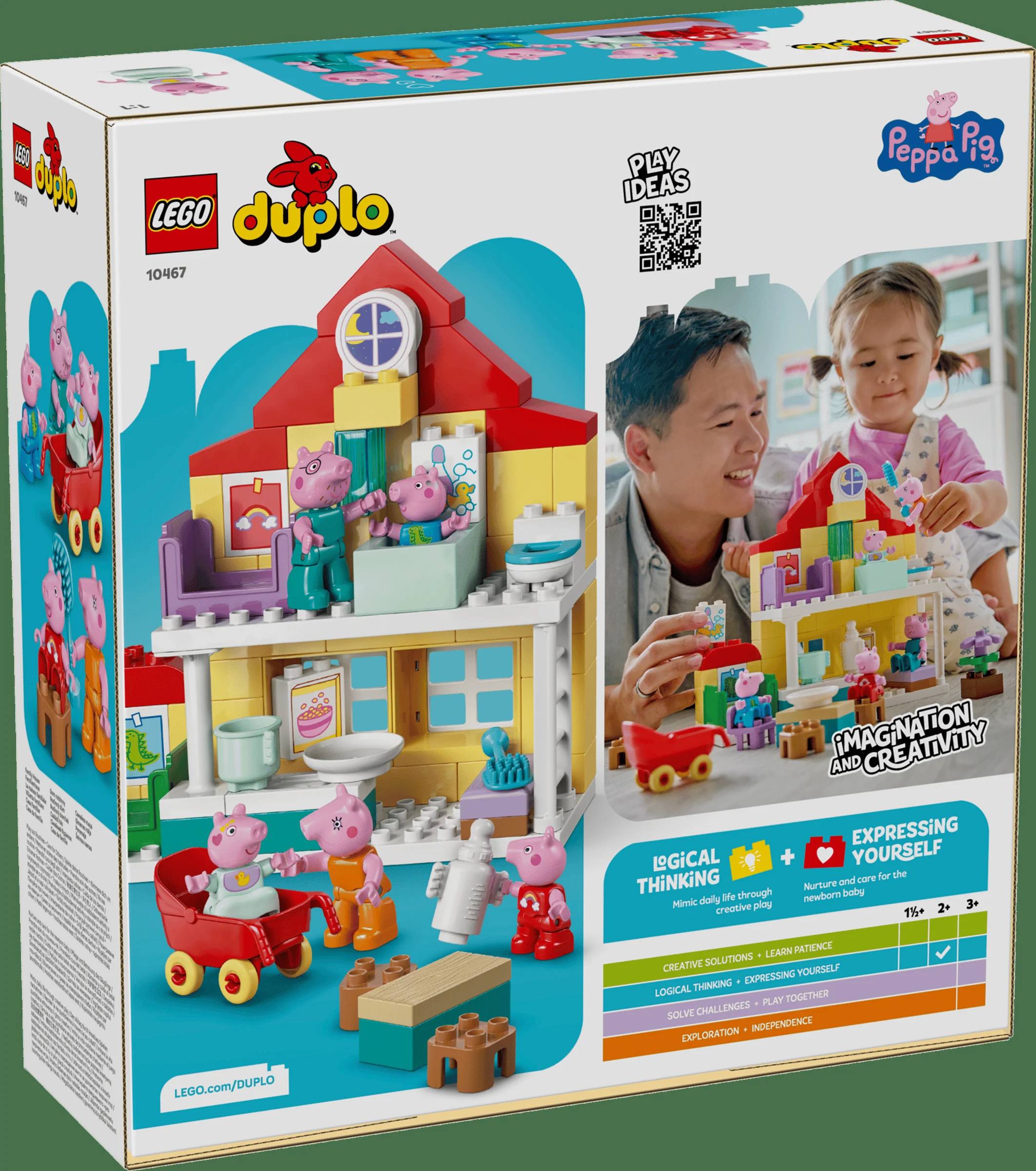 Imagine cu cutia setului LEGO Duplo 10467, Casa Familiei Peppa Pig, ideală pentru joacă creativă.