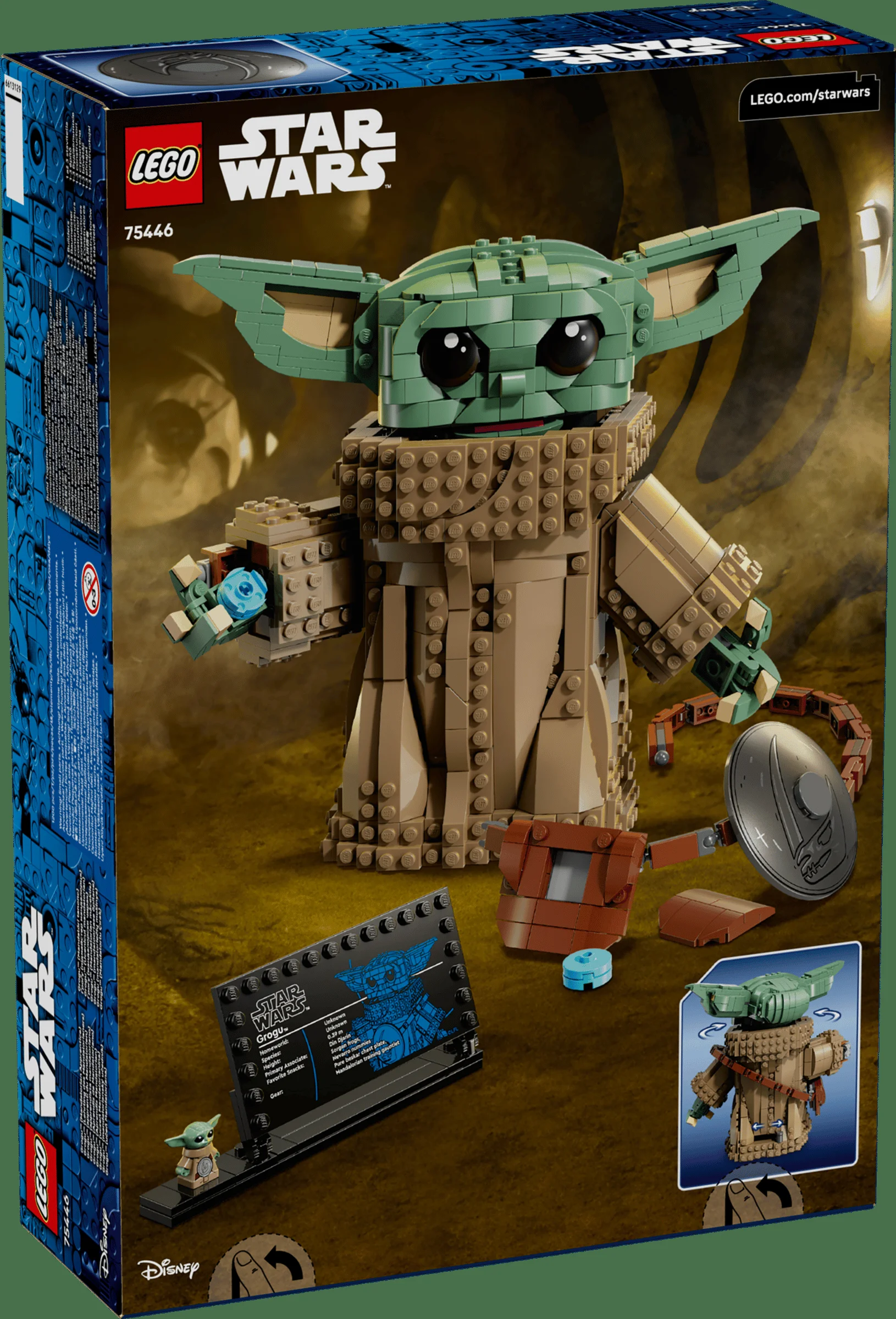 Cutia setului LEGO 75446 Grogu, cu modelul construit și mini-figurina Grogu.