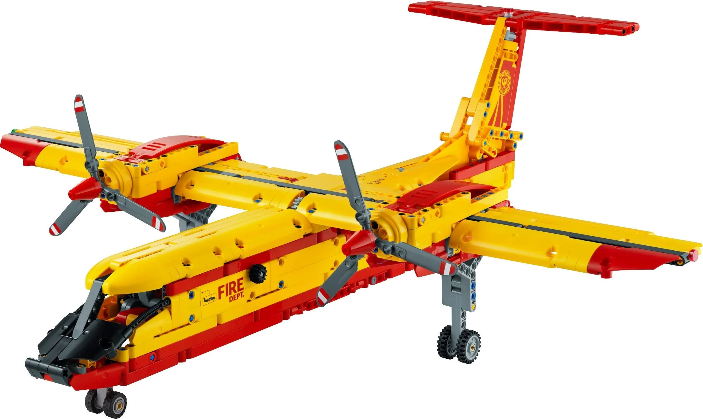 Setul LEGO Technic 42152 Avion de pompieri, o construcție detaliată pentru misiuni de salvare aeriene.
