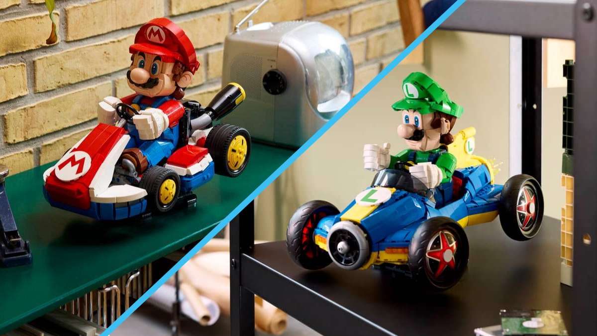 LEGO Mario Kart: Duelul giganților între seturile 72037 Mario & Standard Kart și 72050 Luigi & Mach 8