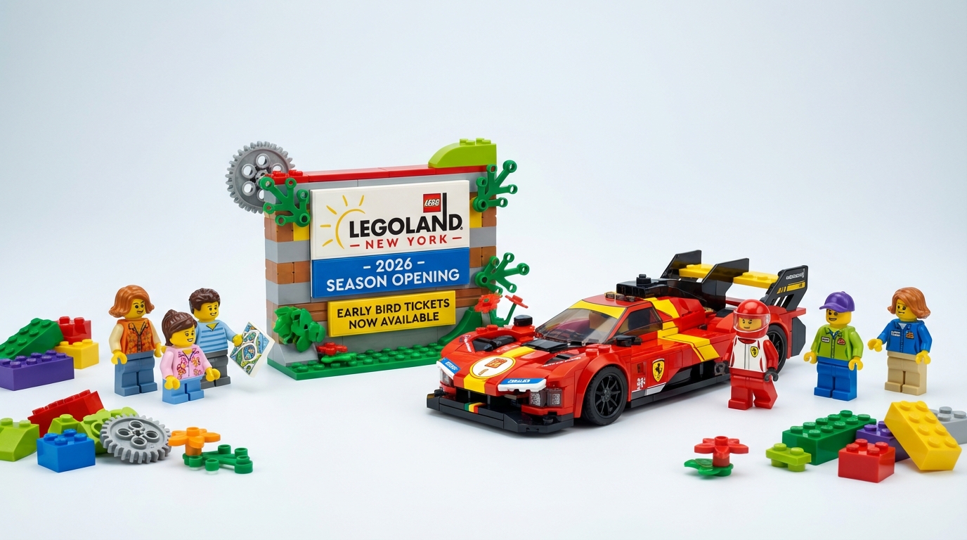 LEGOLAND New York anunță deschiderea sezonului 2026: Noua atracție Ferrari Build & Race și oferte speciale pentru fani