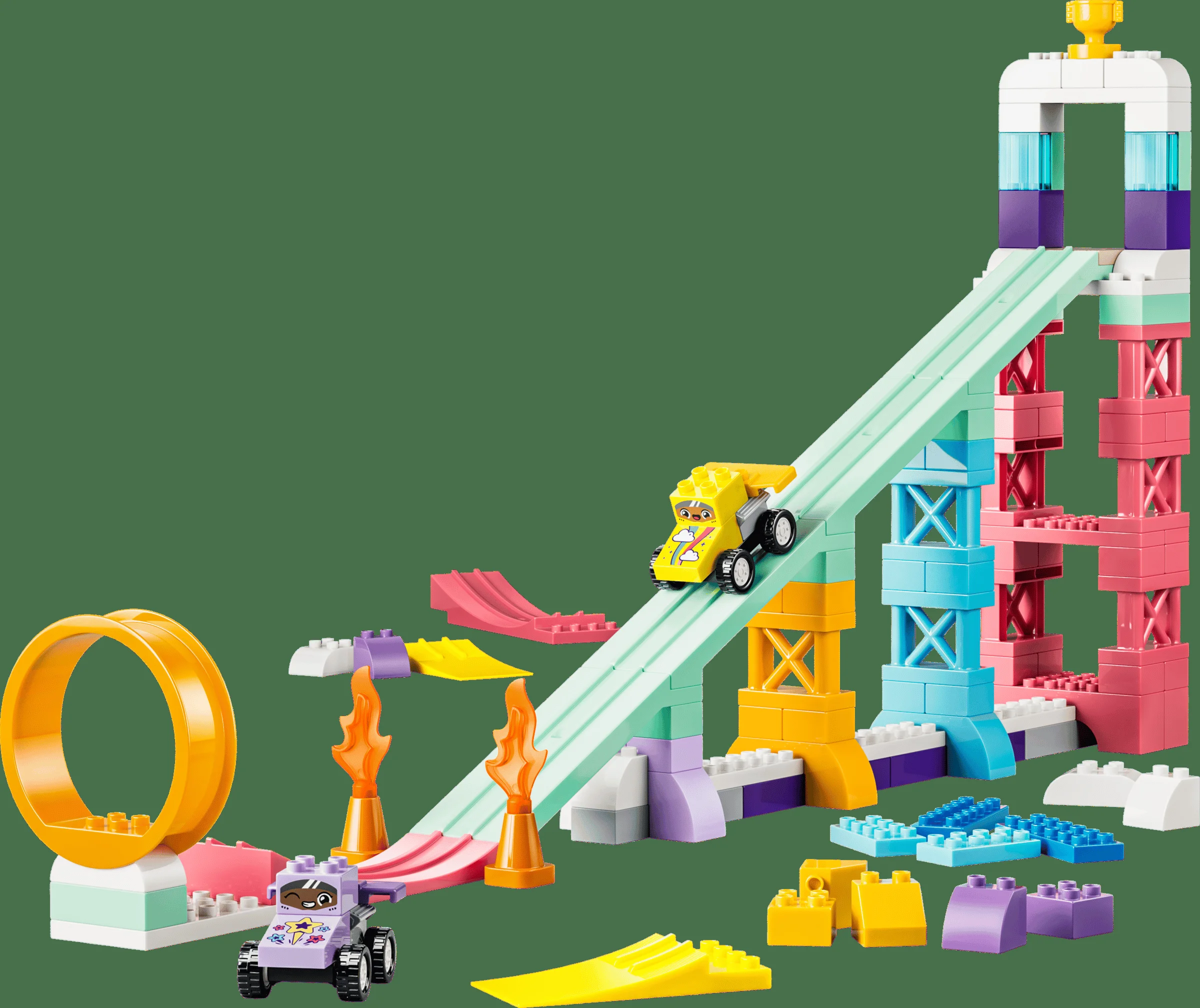 LEGO 10478 - LEGO® DUPLO® 10478 Rampe creative 3 în 1 cu vehicule: O lume a construcției și vitezei