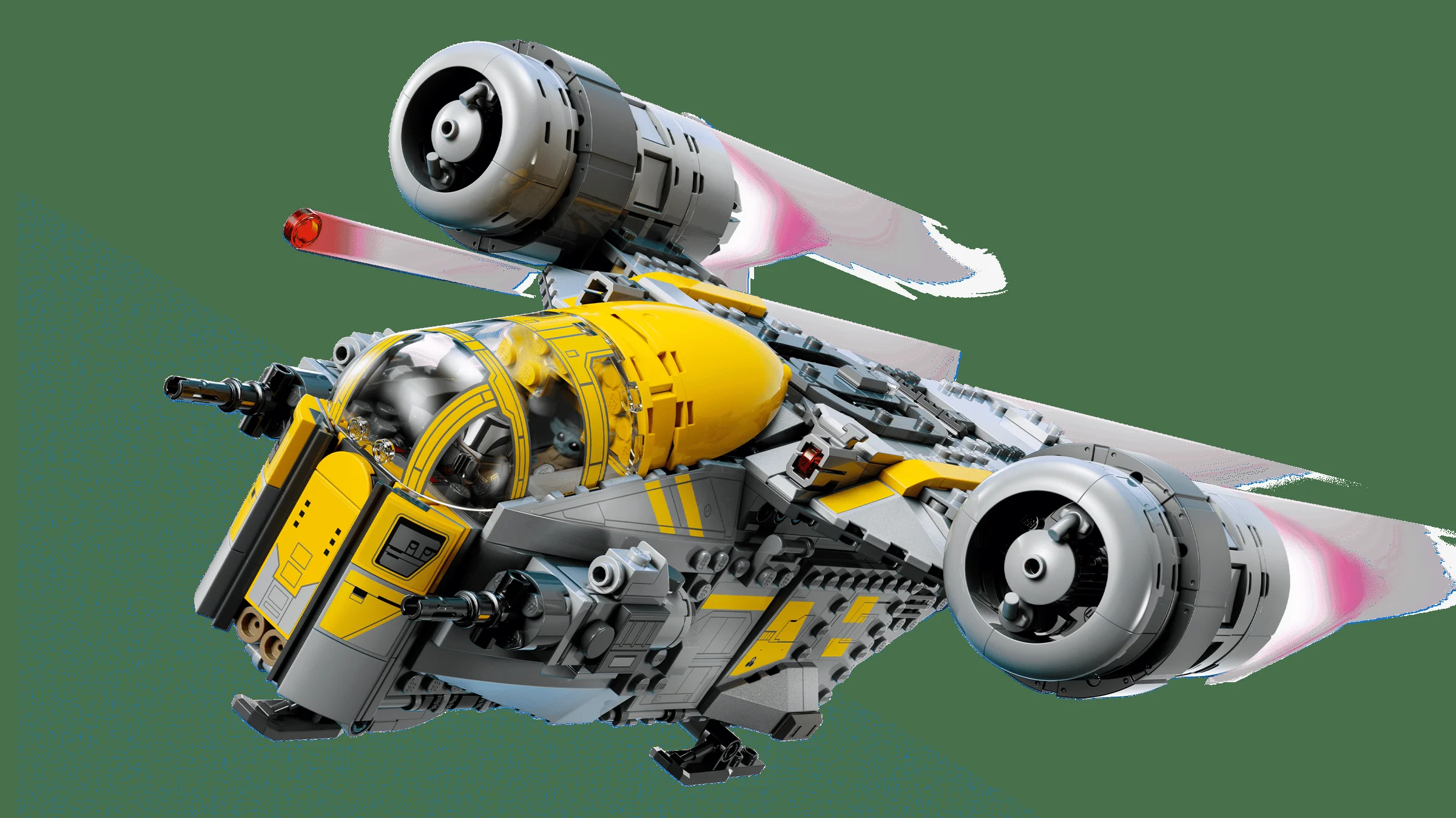 O imagine detaliată a modelului Razor Crest LEGO, evidențiind designul și culorile.