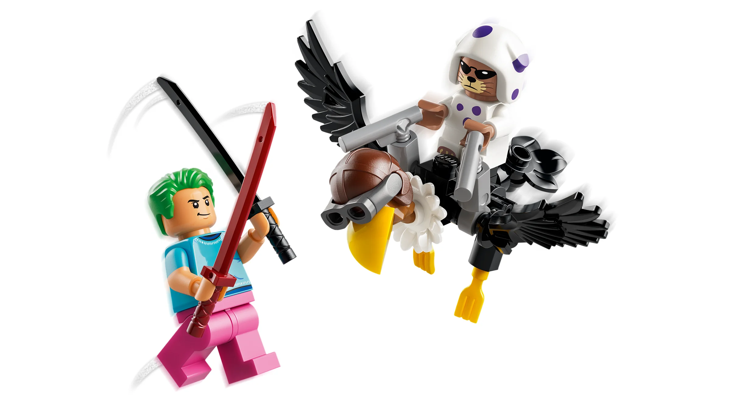 Lupta dintre Zoro și Mr. 3, două figurine LEGO.