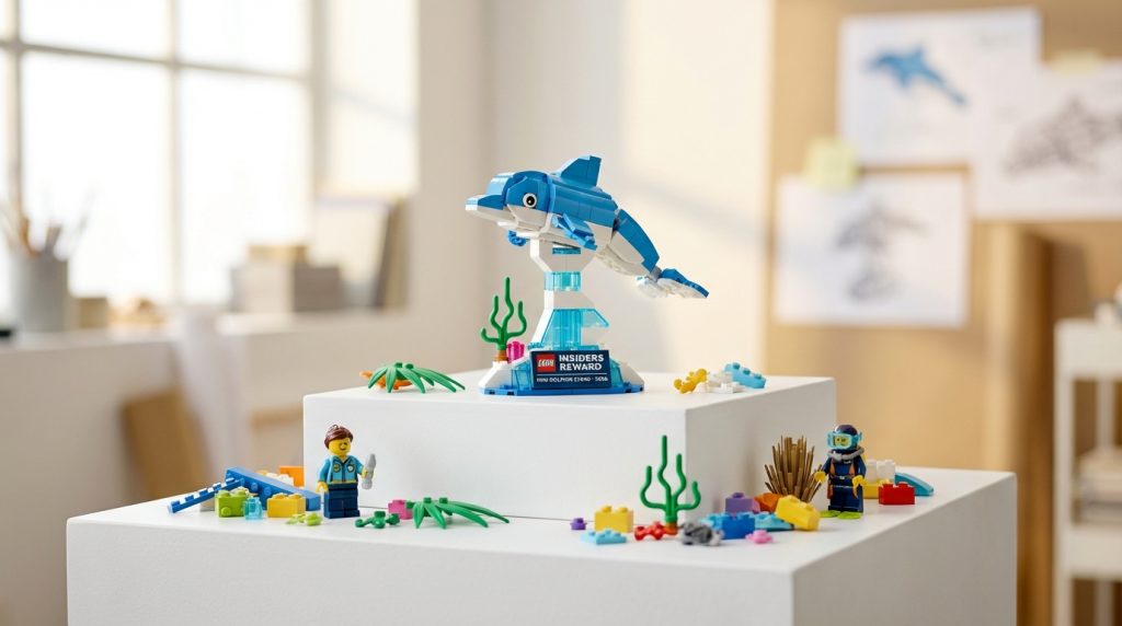 LEGO anunță o nouă recompensă exclusivă pentru membrii Insiders: Mini Dolphin Stand vine în 2026