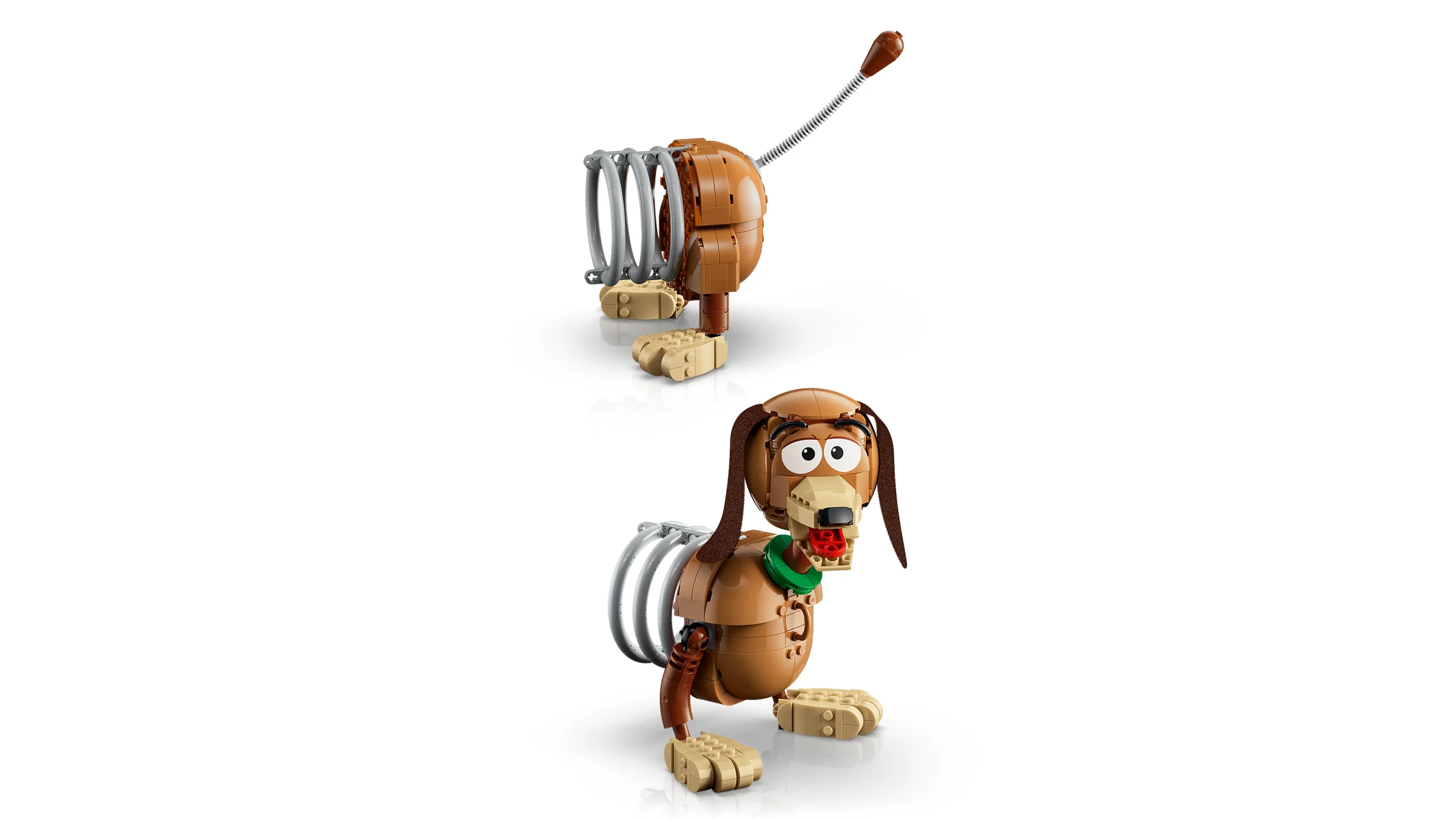 Slinky Dog LEGO din Toy Story, detaliat și simpatic, perfect ca suport de cărți. 