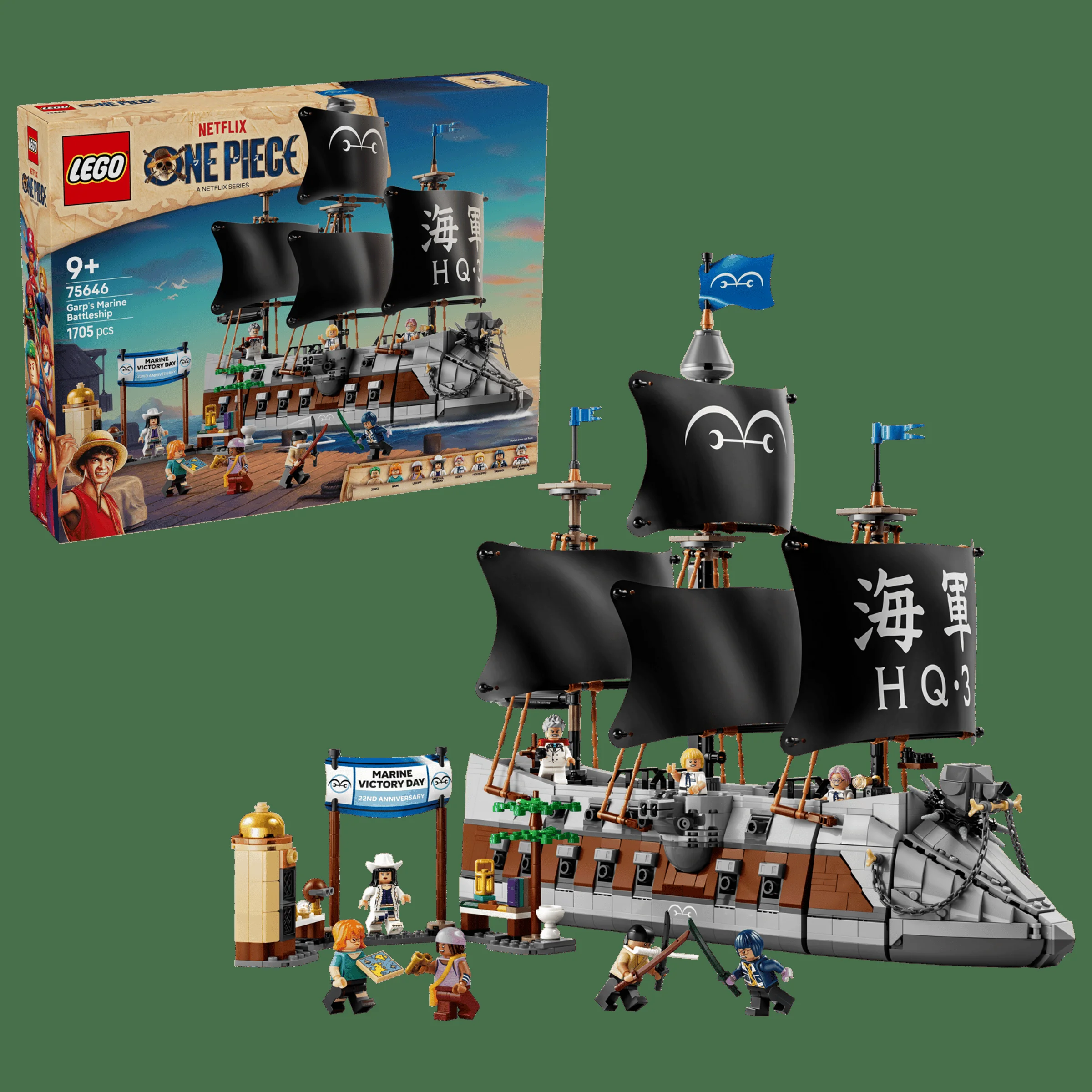 Imagine detaliată a setului LEGO 75646 „Nava de luptă marină a lui Garp”.