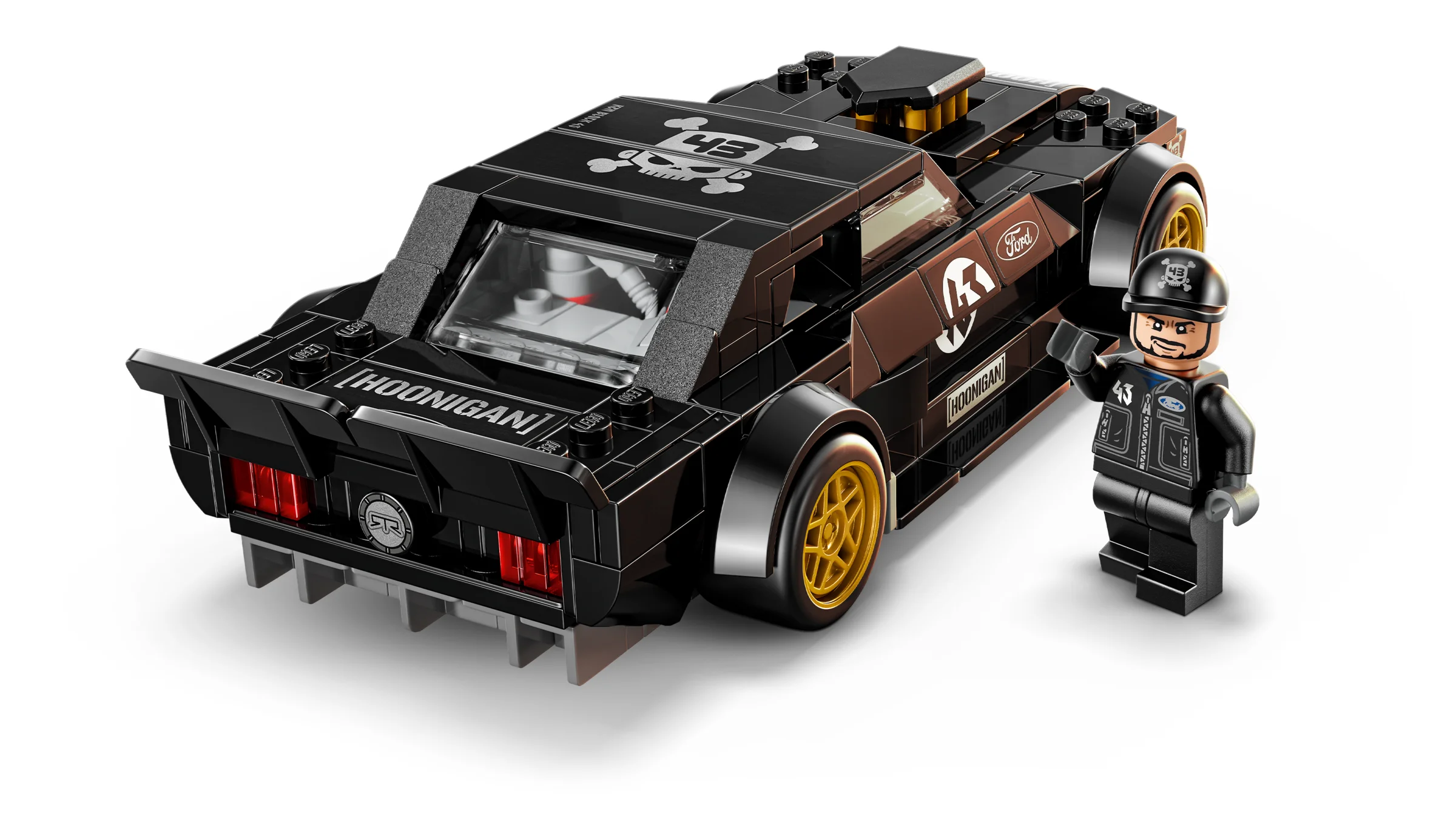 Imagine cu Ford Mustang Hoonicorn RTR V1 LEGO, cu minifigurina Ken Block. Detalii și design impresionante.