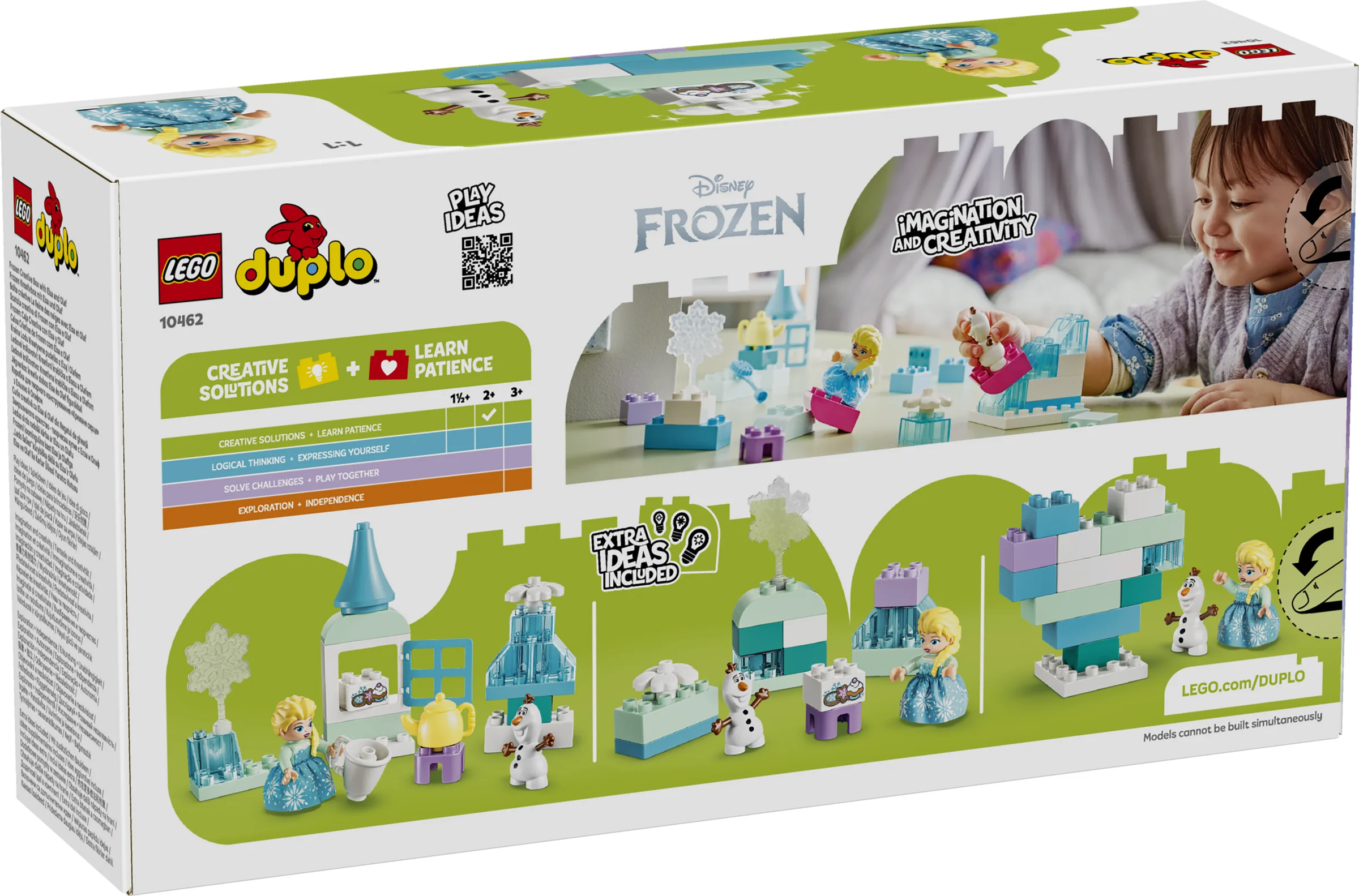 Cutia LEGO DUPLO Frozen 10462, cu Elsa și Olaf, oferă idei creative de joacă.