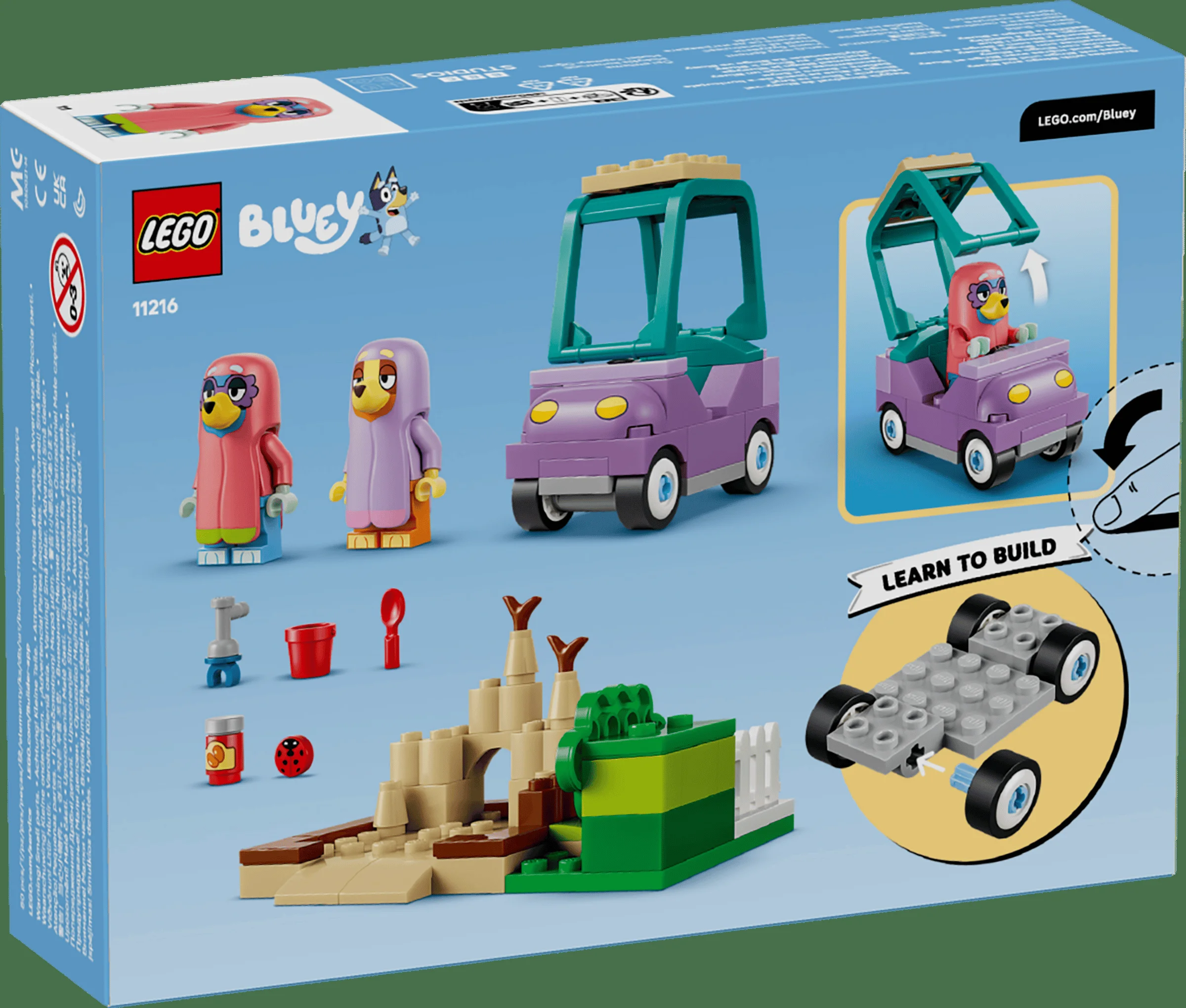 Cutia LEGO Bluey 11216 cu Granny, Bingo și mașina. Învățați să construiți!