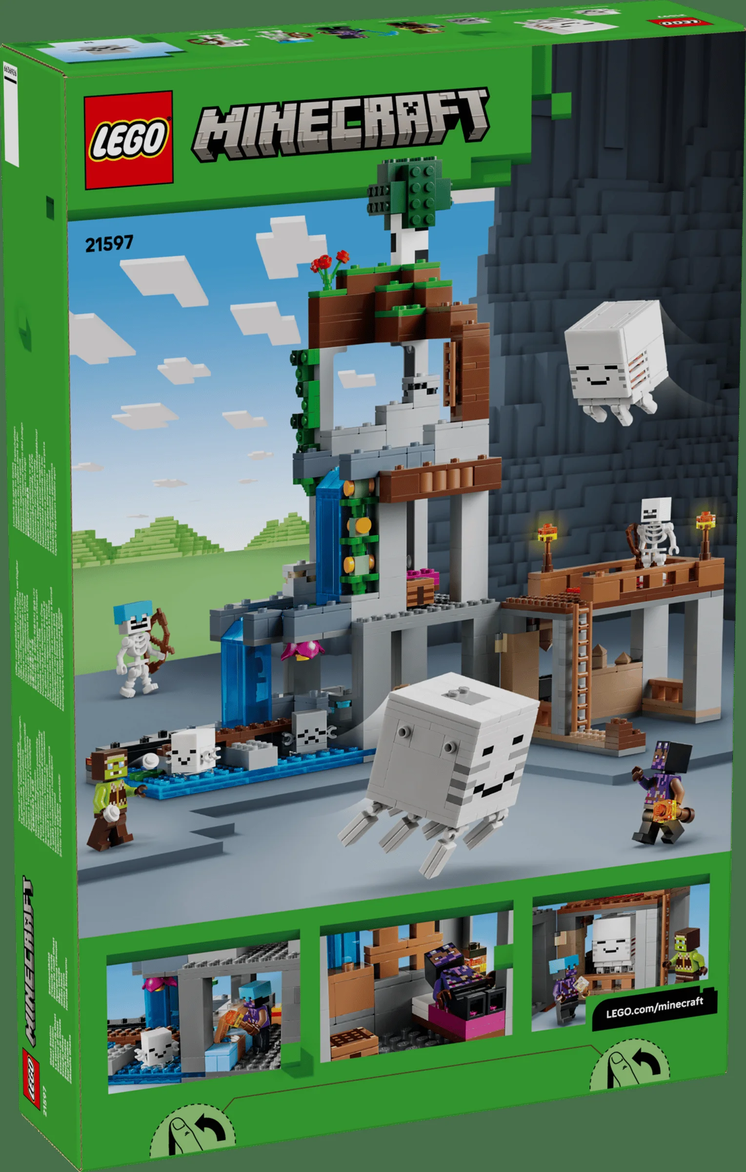 Cutia setului LEGO Minecraft 21597, cu o stație Ghast plină de aventuri Minecraft.
