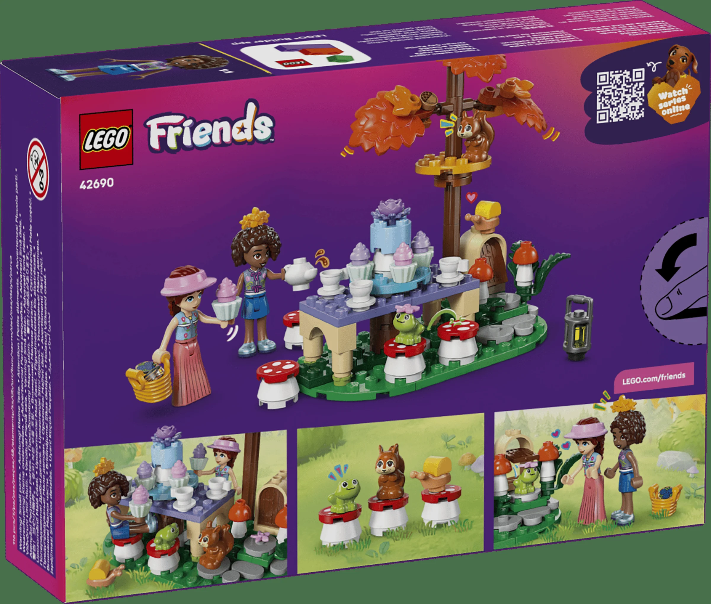 Cutia LEGO Friends 42690 prezintă o petrecere cu ceai în pădure, plină de detalii adorabile.