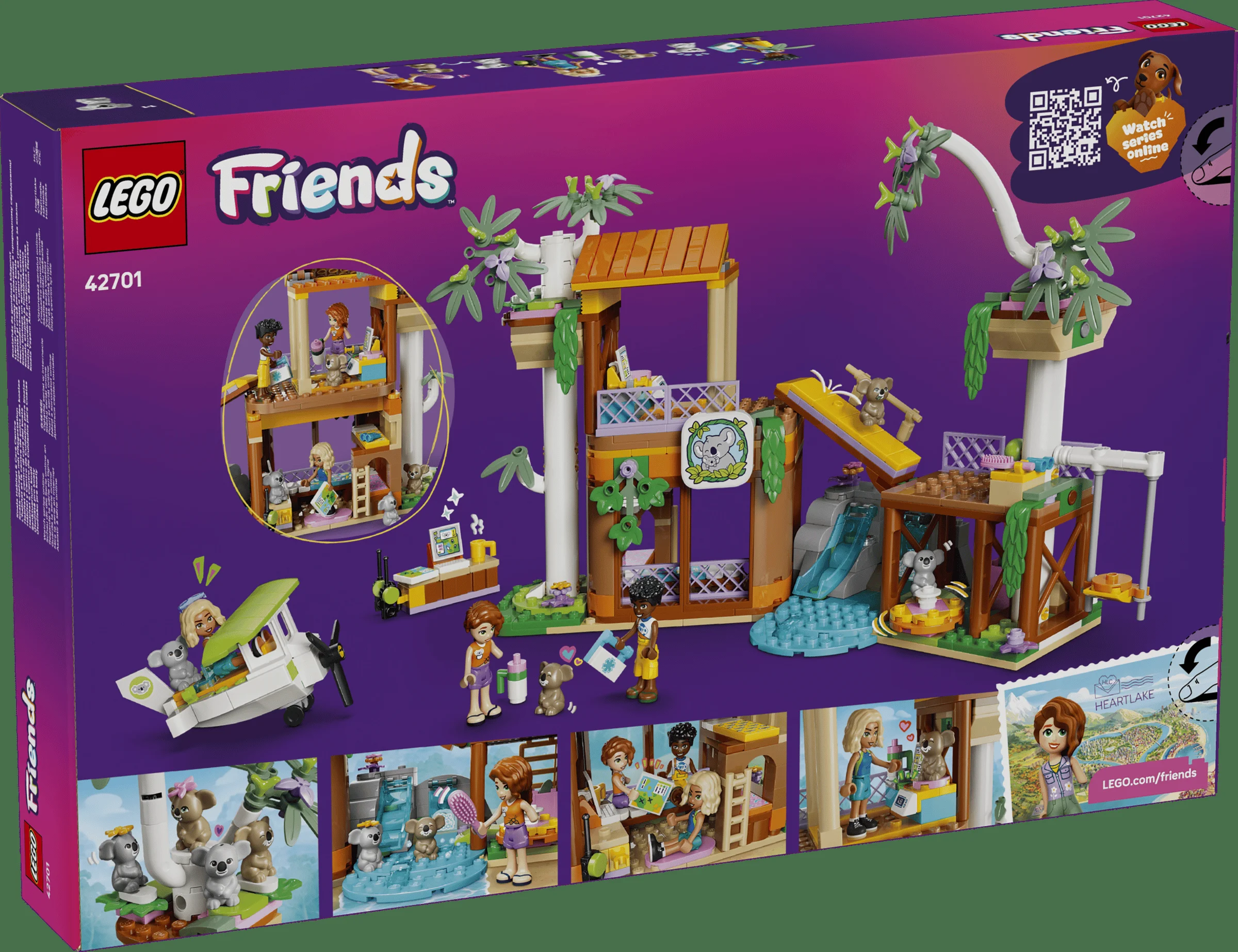 Cutia LEGO Friends 42701 prezintă habitatul și centrul de îngrijire pentru koala.