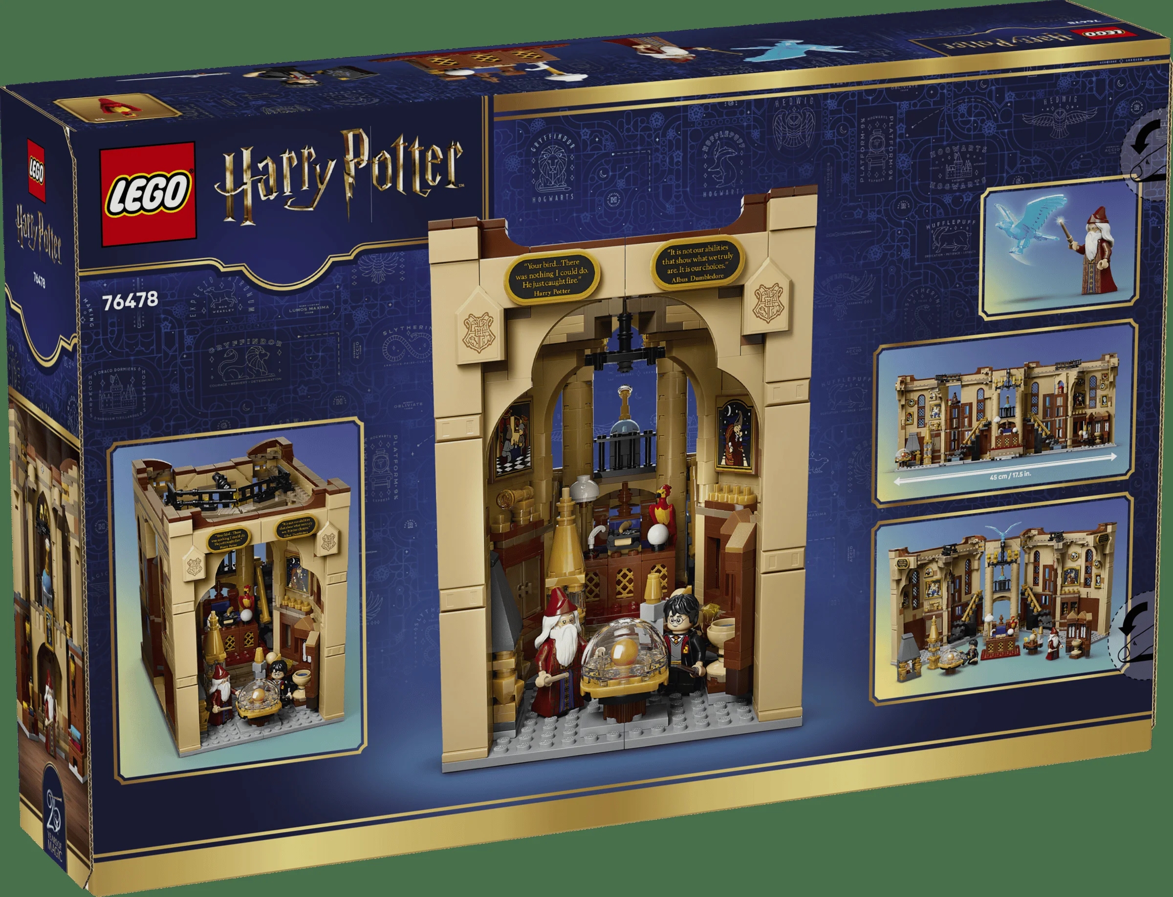Cutia LEGO 76478, cu oficiul lui Dumbledore și minifigurinele Harry Potter, Dumbledore.