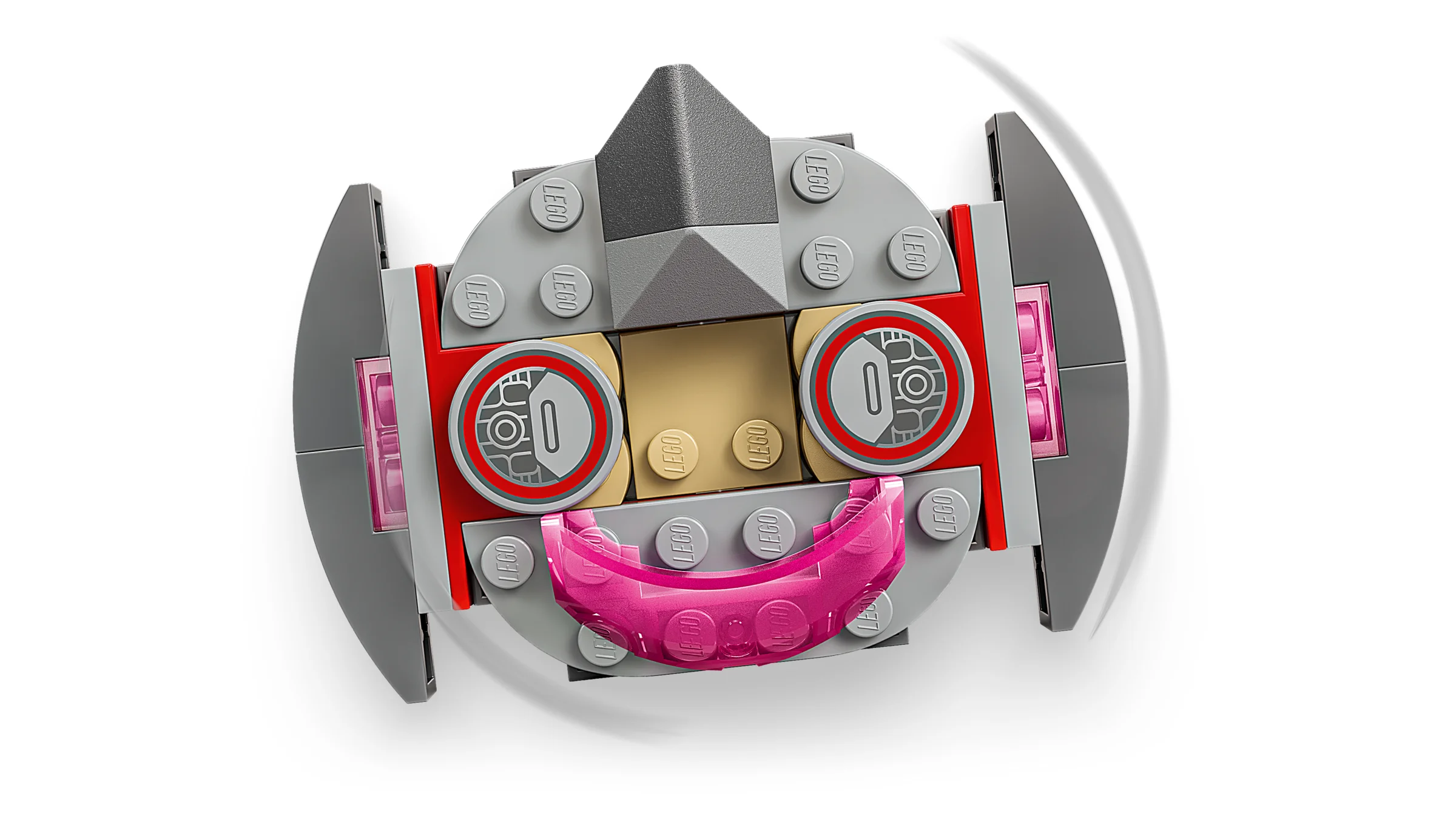 Prim-plan detaliat al dronului Ultron din setul LEGO 11209. Detalii colorate și design complex.