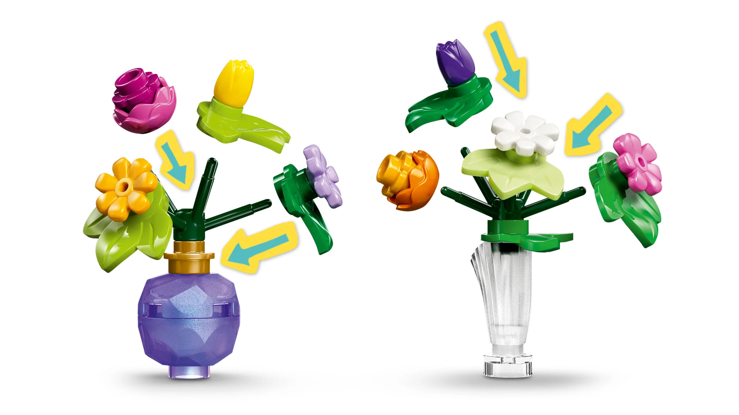 Detalii despre modul de construire a florilor din setul LEGO Friends 42693.