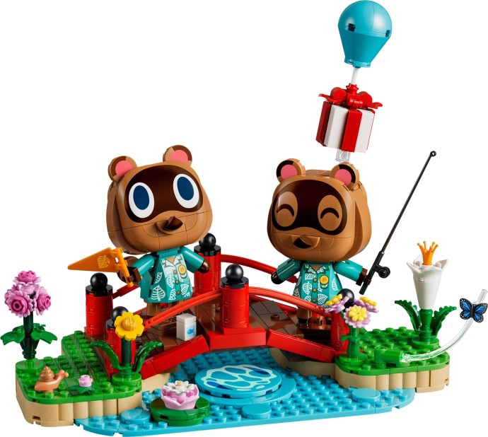 Setul LEGO 77059 Primăria lui Pelly din Animal Crossing, incluzând clădirea primăriei și minifigurine.