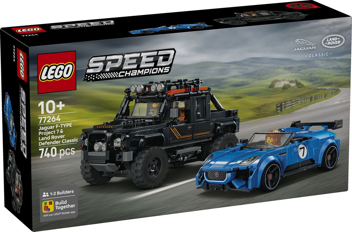 LEGO anunță o premieră istorică în gama Speed Champions: Jaguar și Land Rover fac echipă într-un set dublu spectaculos