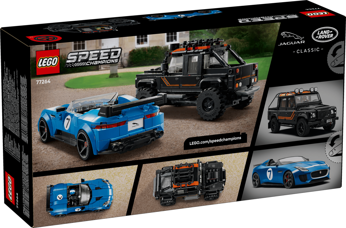 LEGO anunță o premieră istorică în gama Speed Champions: Jaguar și Land Rover fac echipă într-un set dublu spectaculos