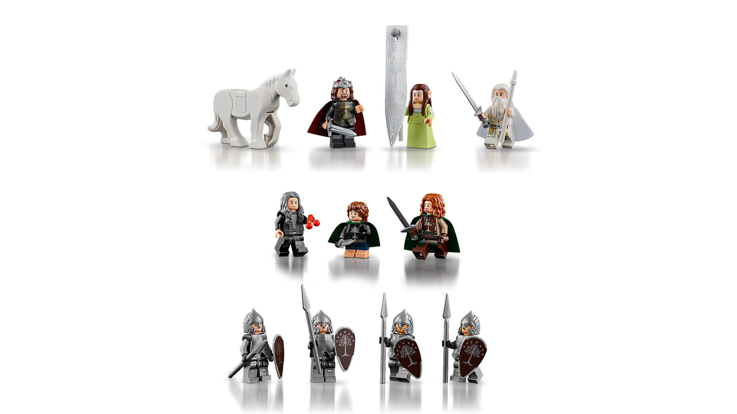 Prezentare detaliată a minifigurinelor LEGO din setul Minas Tirith.