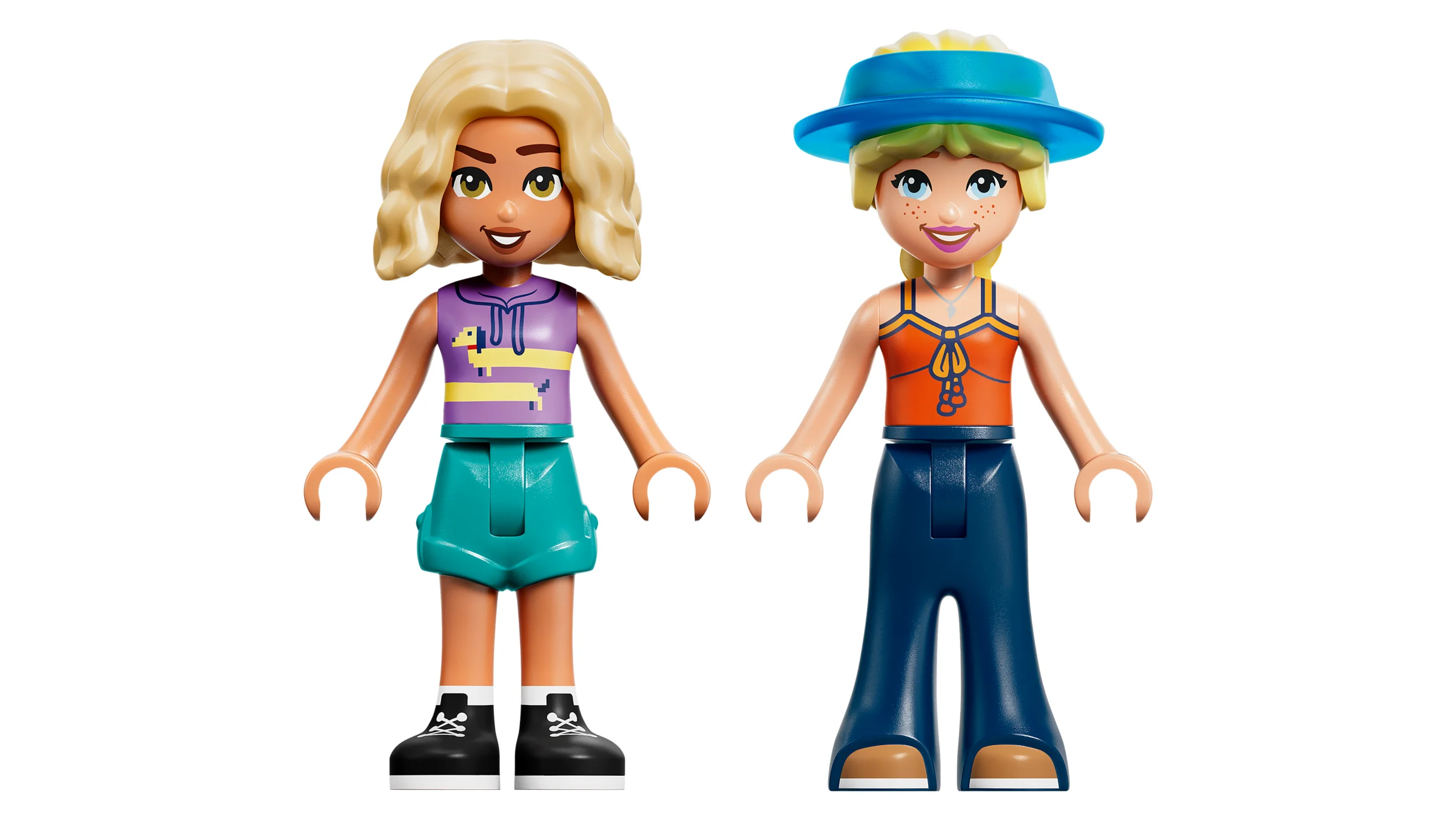 Imagine cu două minifigurine LEGO Friends, perfecte pentru joacă și creativitate.
