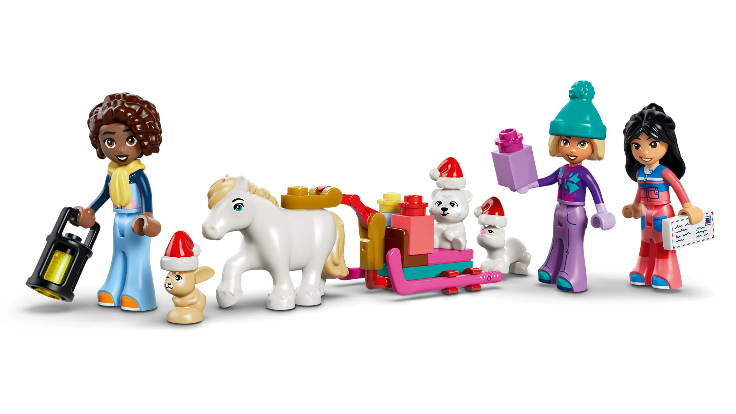 Imagine cu minifigurine și animale LEGO Friends ce fac parte din calendarul de Advent 2026.