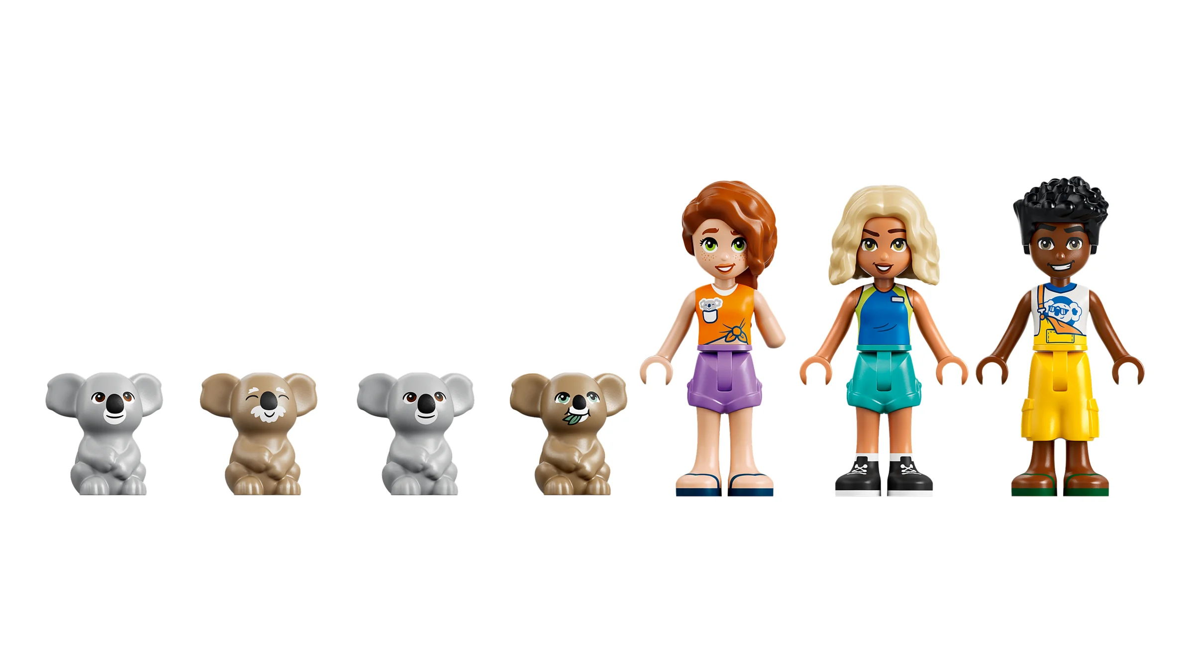 Mini-figurinele și koala din setul LEGO Friends 42701. O prezentare detaliată a personajelor.