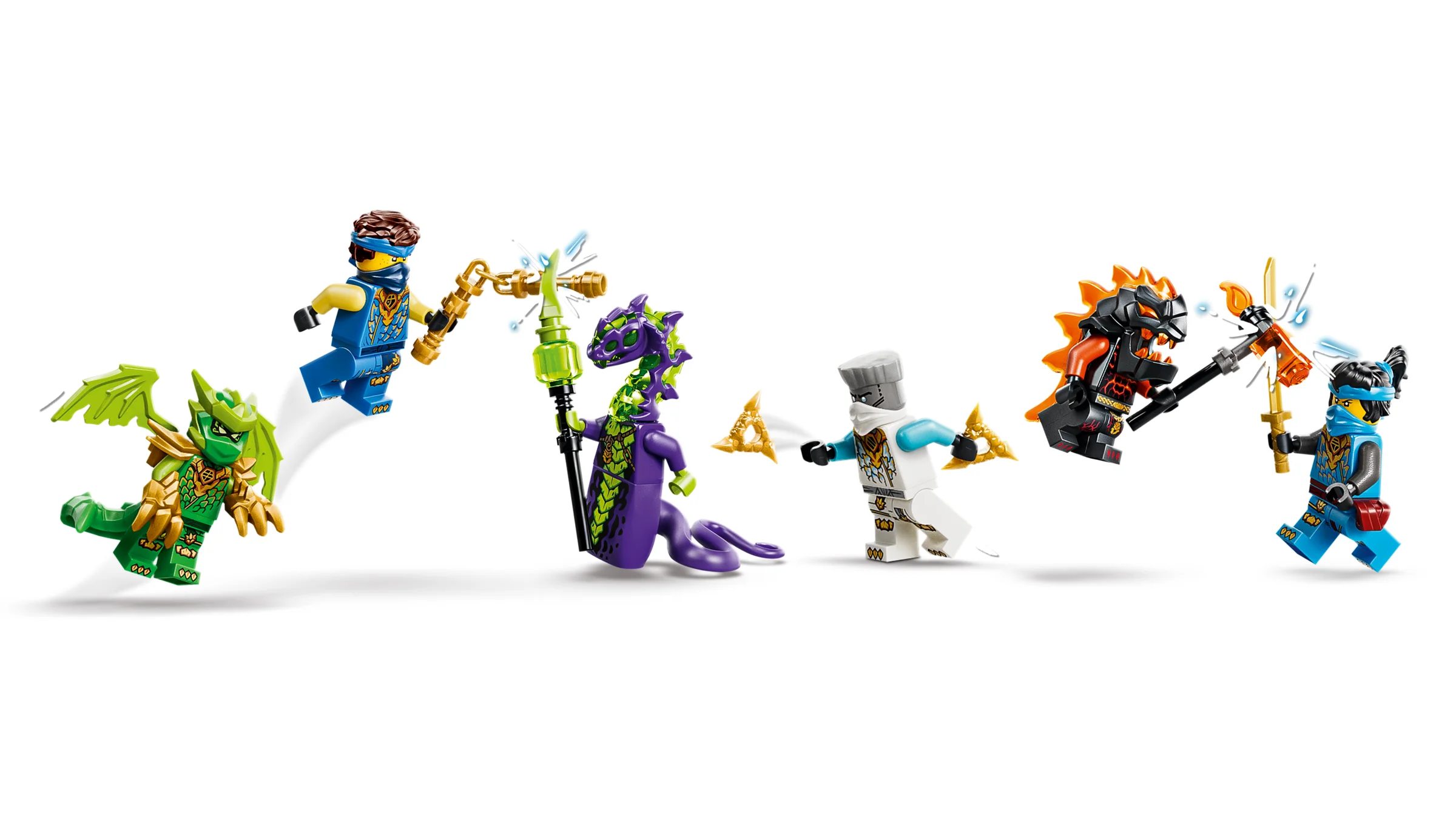 Minifigurinele Ninjago, cu detalii și arme. Aventuri ninja pline de acțiune!