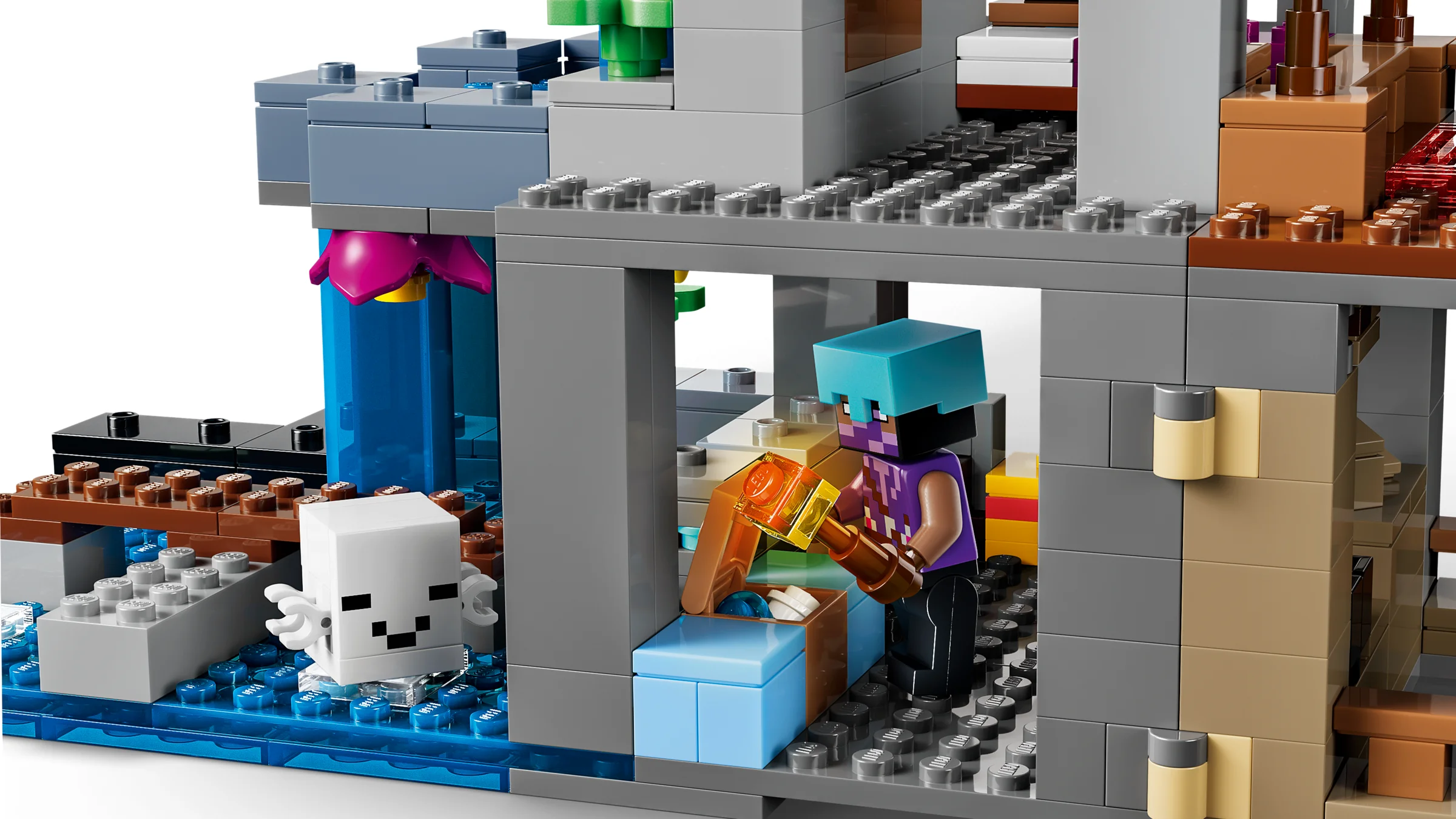 Imagine detaliată a stației Ghast din Minecraft, cu minifigurina și detaliile construcției.