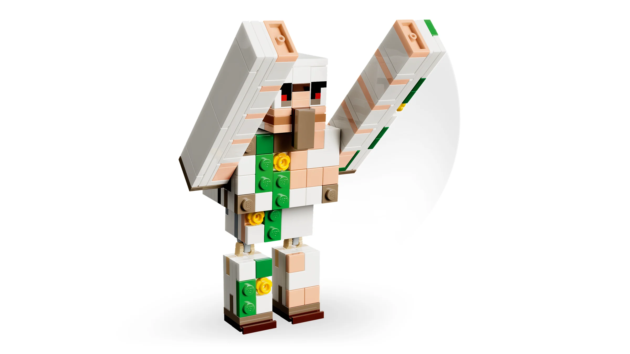 Imagine cu Iron Golem LEGO Minecraft, detaliată și bine iluminată.
