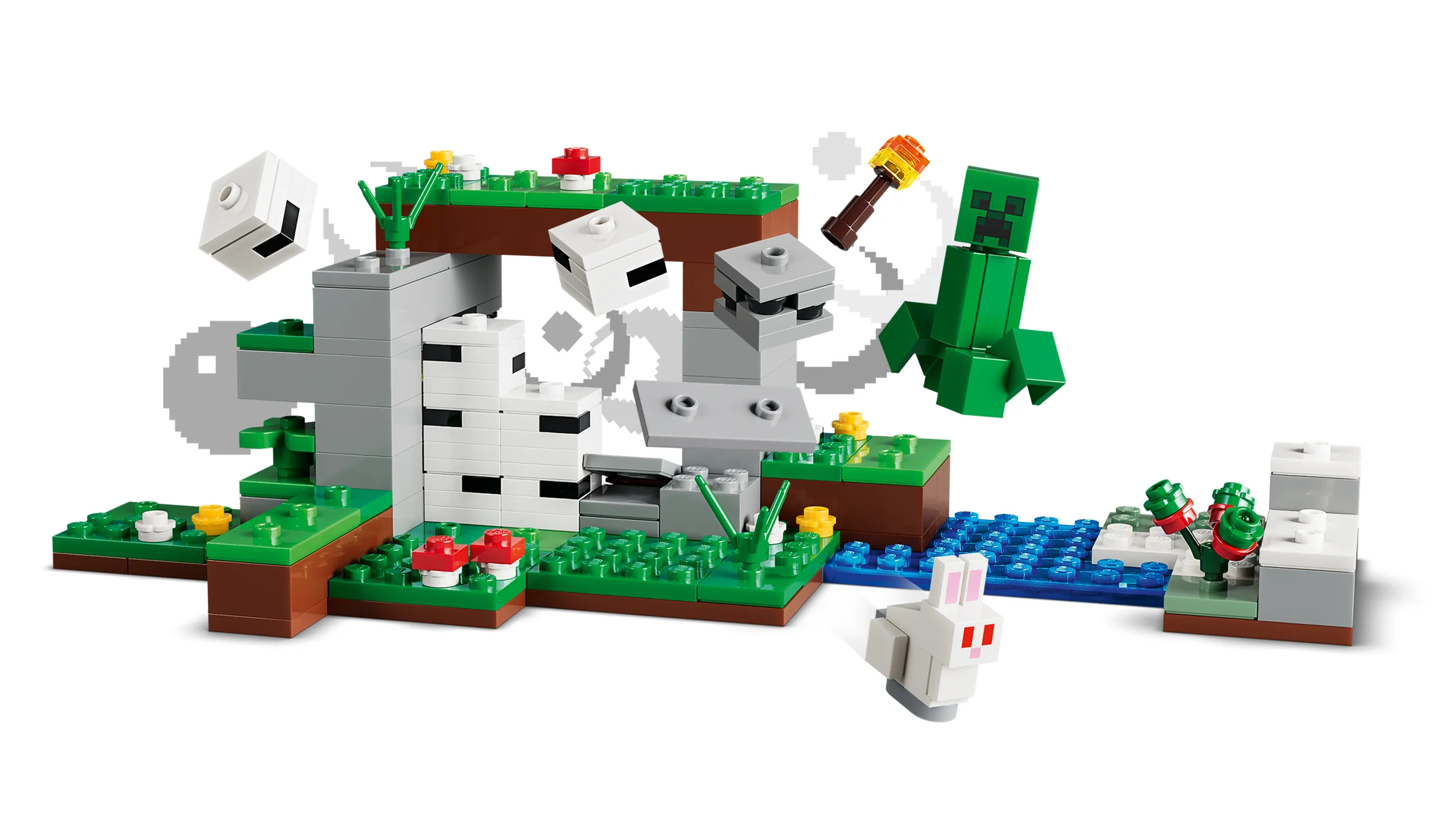 Imagine cu setul LEGO Minecraft 21593. Creeper și schelete, aventură garantată!
