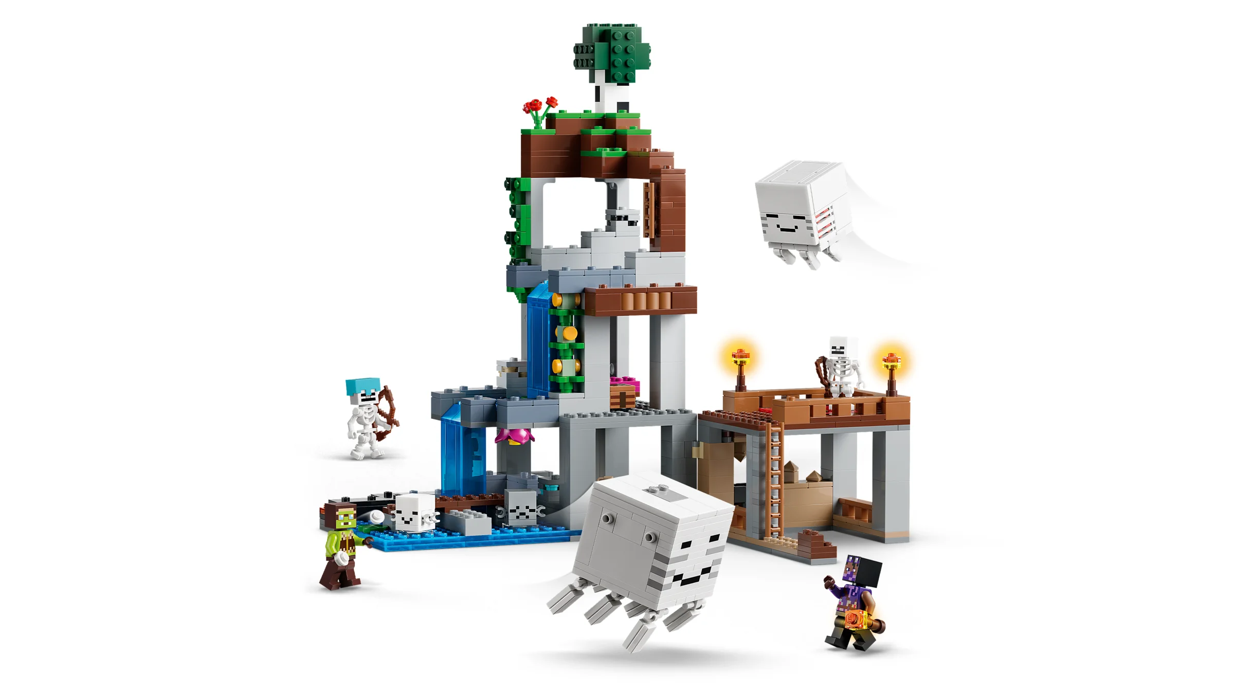 Setul LEGO Minecraft 21597 Ghast Station. Include minifigurine și detalii Minecraft.