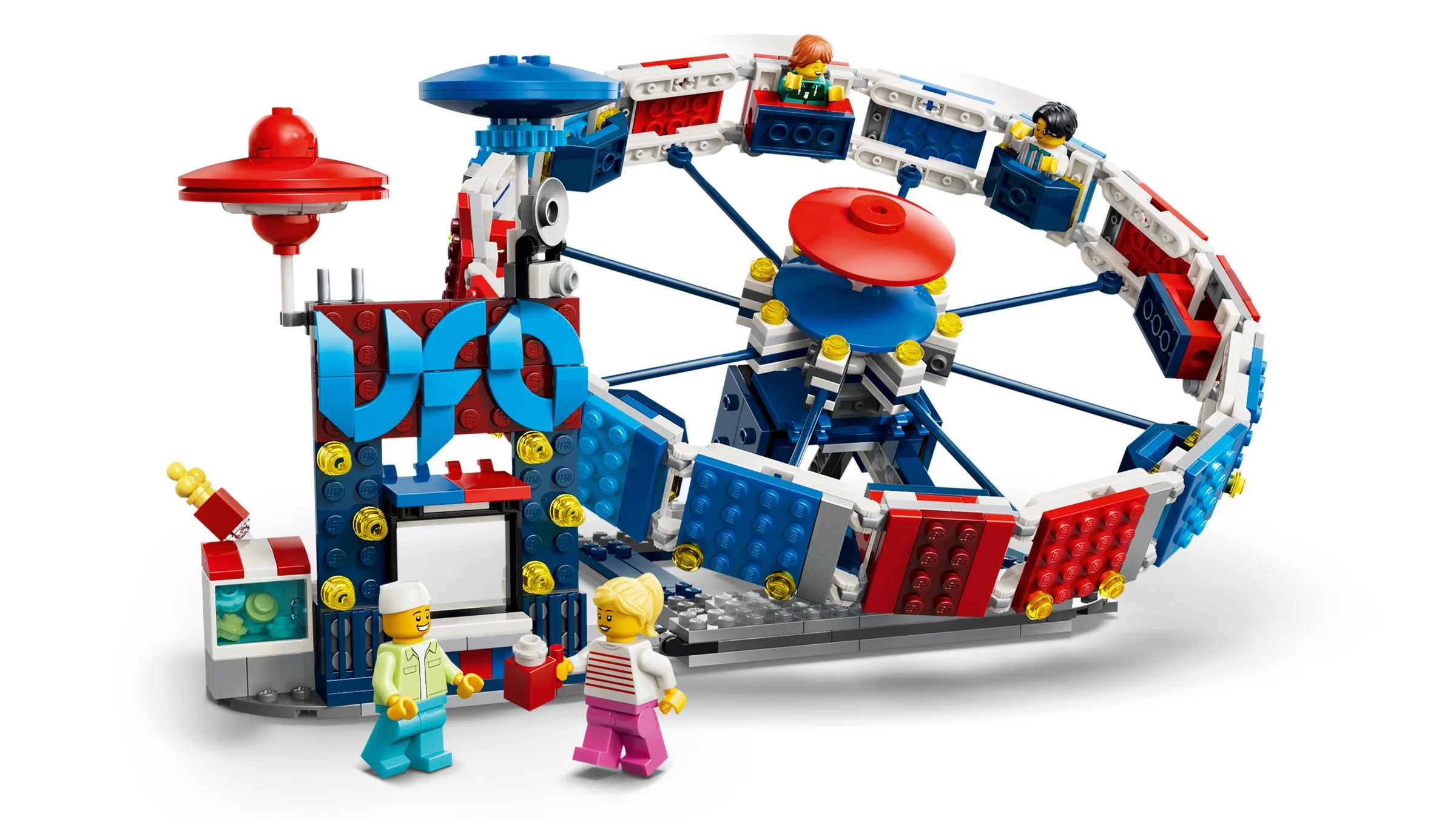 Roată mare LEGO Creator, cu minifigurine și detalii viu colorate. Atractiv și distractiv!
