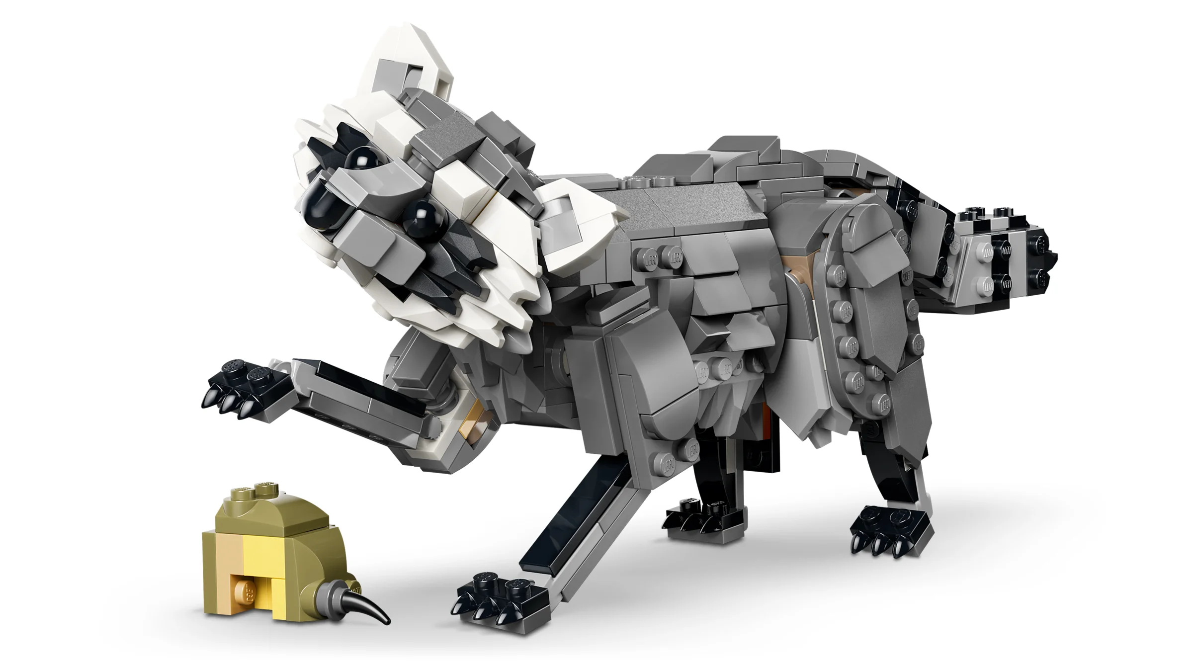 Lupul gri LEGO Creator 31393, un model detaliat și realist. O jucărie excelentă pentru construcție și joacă.