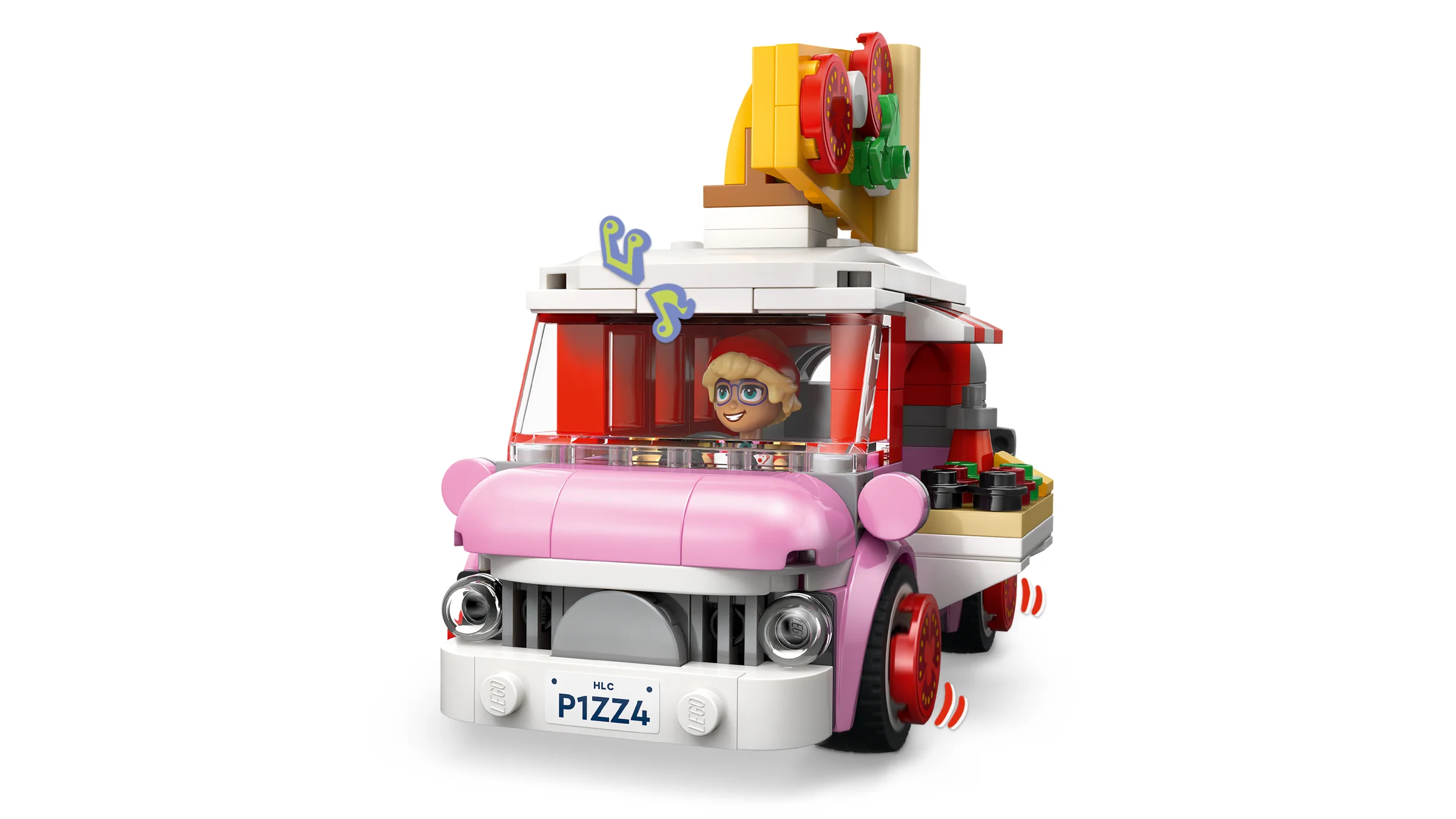 Camionul de pizza LEGO Friends 42694, un model detaliat și colorat.