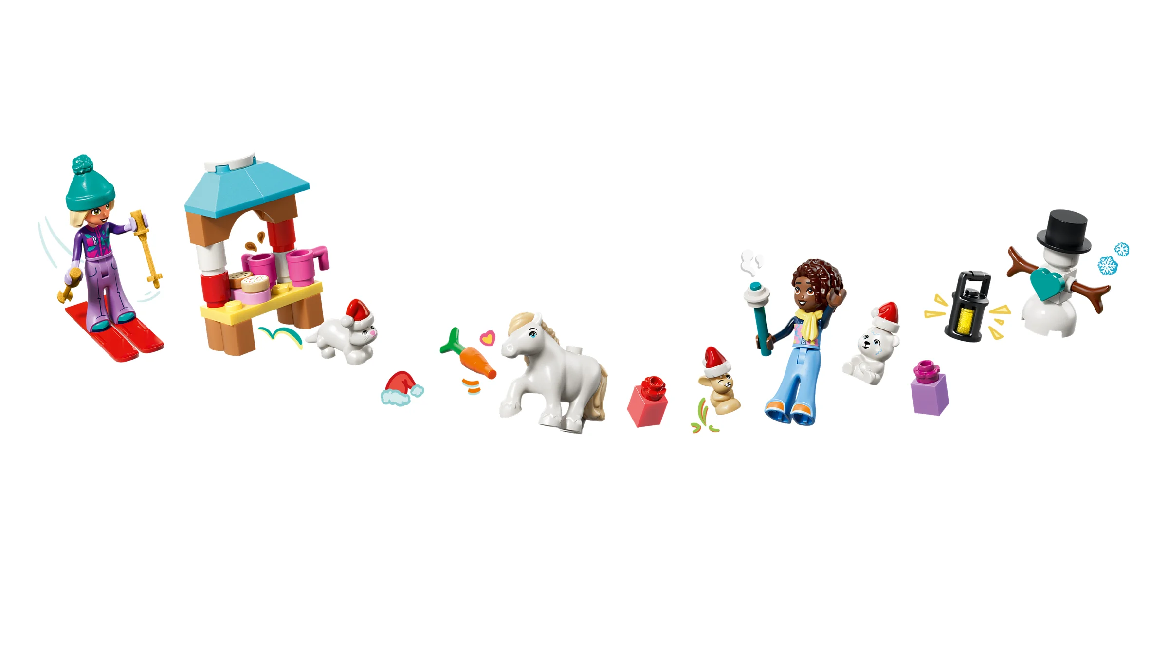 Imagine cu minifigurine și construcții din calendarul de advent LEGO Friends 2026.
