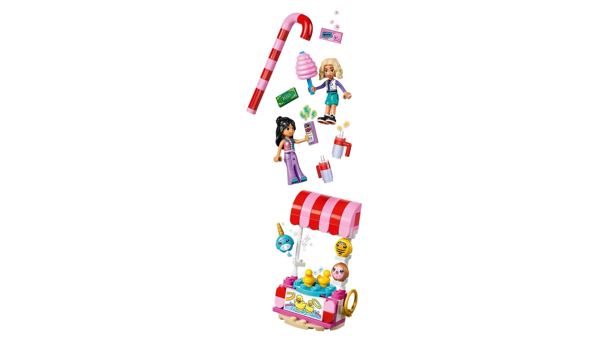 Imagine cu minifigurine și standul de jocuri din setul LEGO Friends 42700.