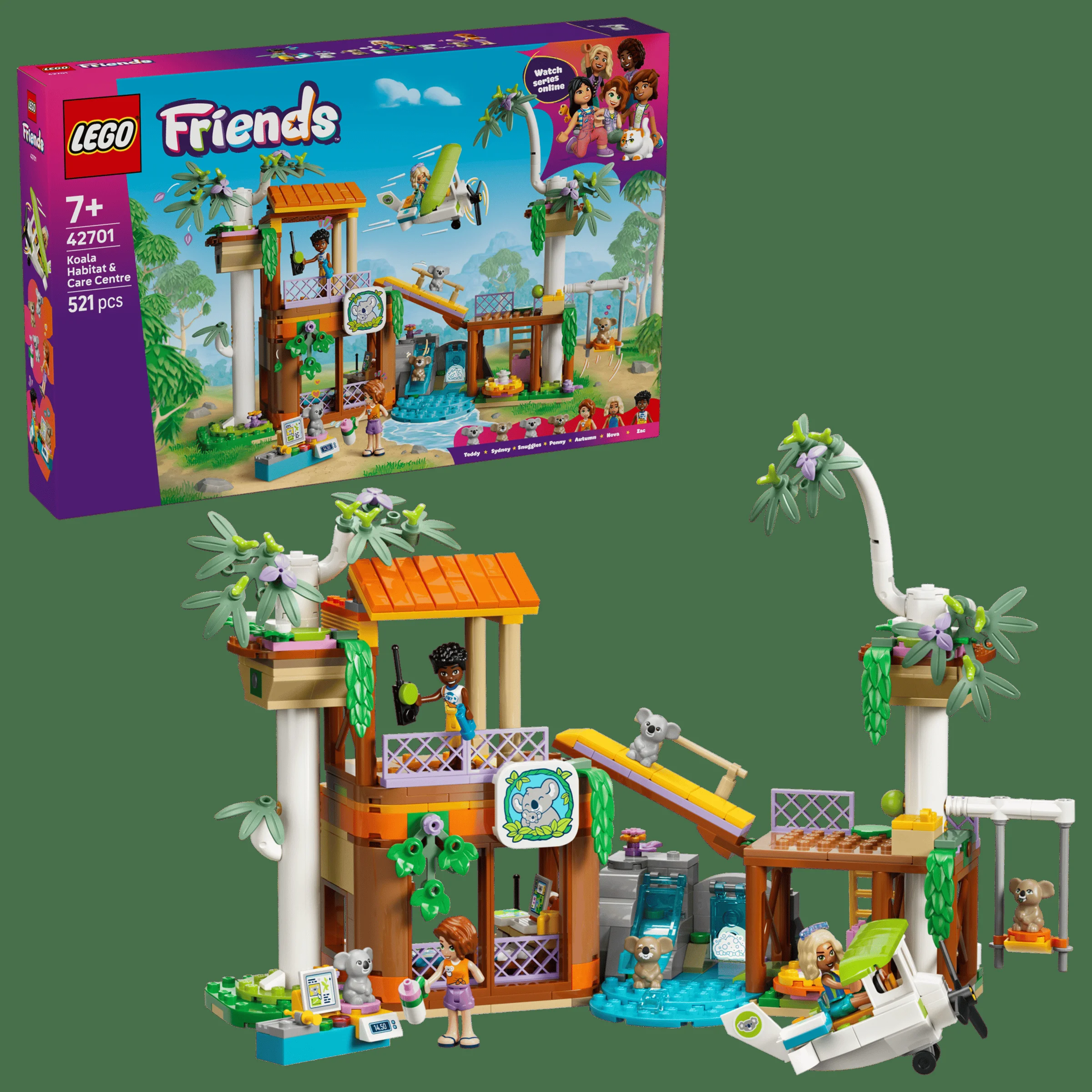 Imagine cu setul LEGO Friends 42701, Habitat și centru de îngrijire pentru koala, cu ambalajul produsului.